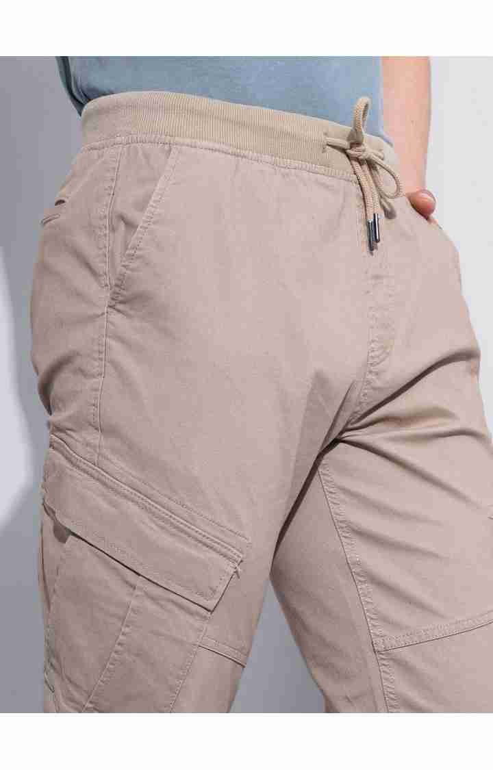 Celio* Cotton-Poly-Blend Regular Fit Beige Trouser - Image 4