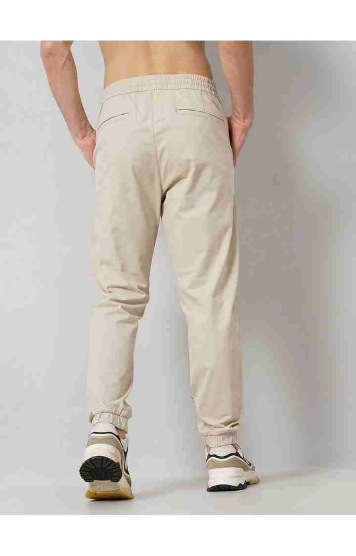 Celio* Cotton-Blend Slim Fit Beige Trouser - Image 3