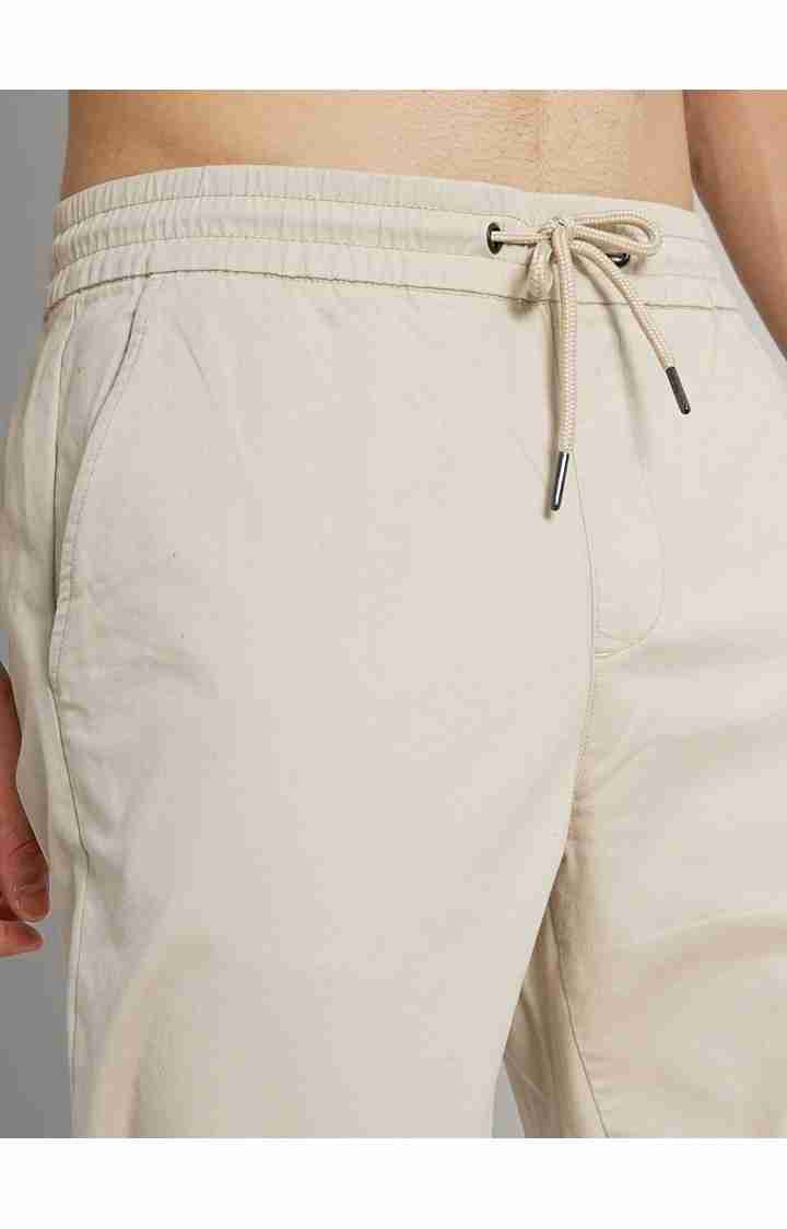 Celio* Cotton-Blend Slim Fit Beige Trouser - Image 4