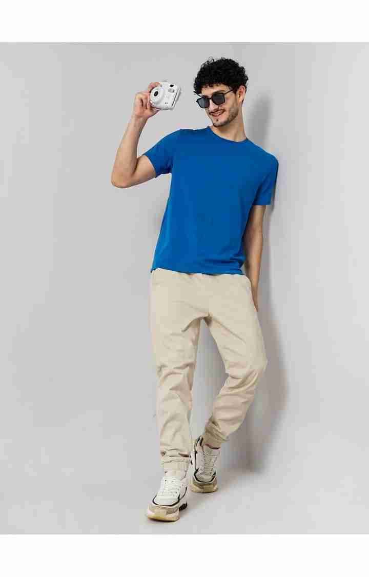 Celio* Cotton-Blend Slim Fit Beige Trouser - Image 5