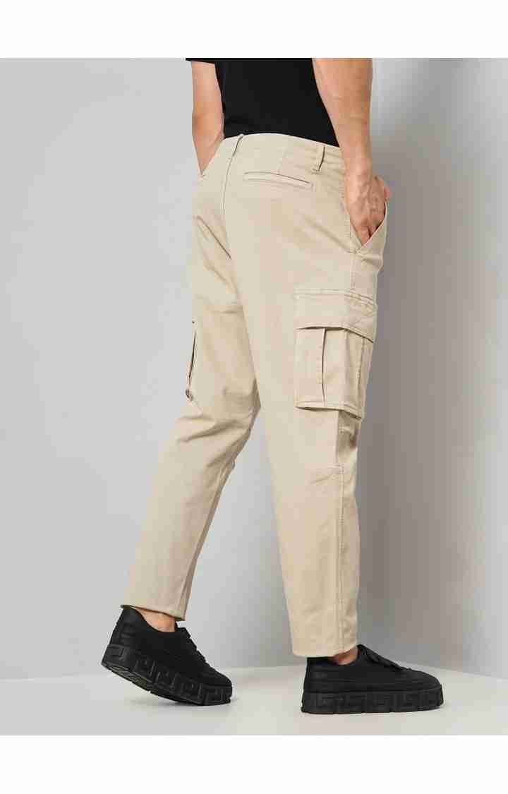 Celio* Cotton-Blend Jogger Fit Beige Trouser - Image 3