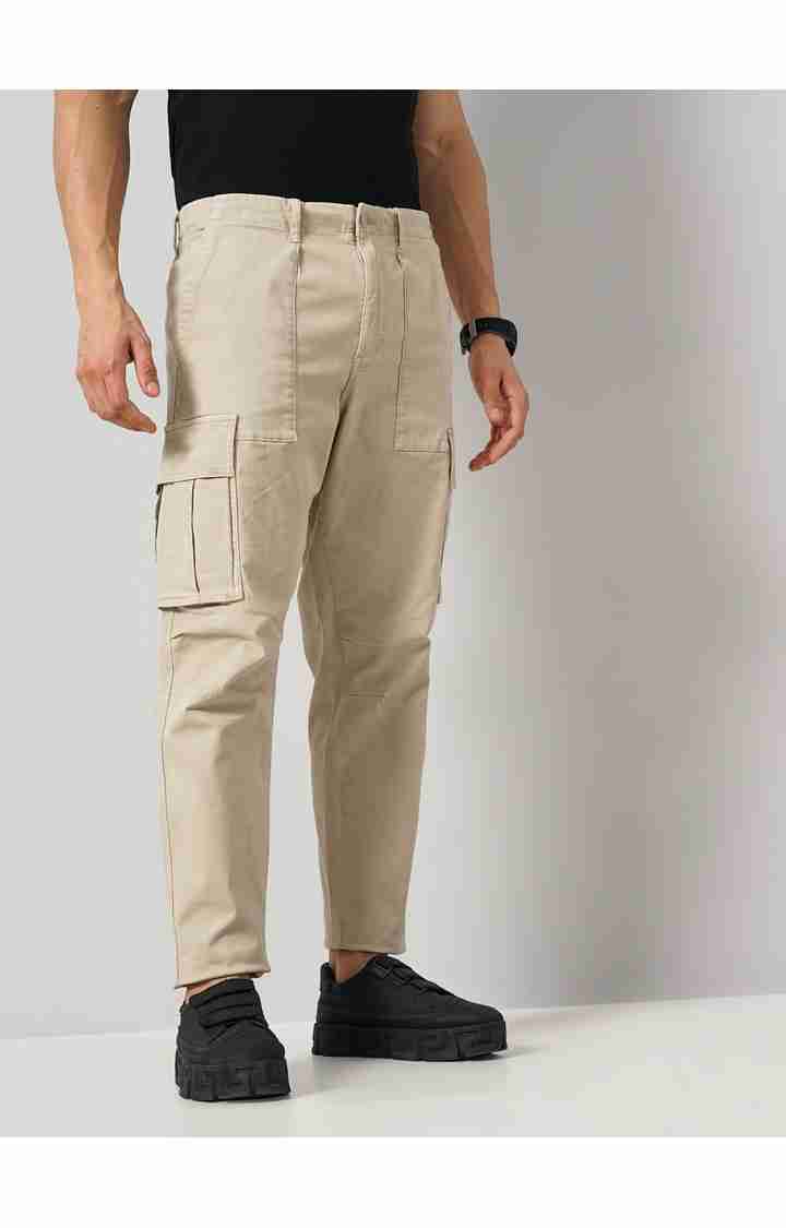 Celio* Cotton-Blend Jogger Fit Beige Trouser - Image 7