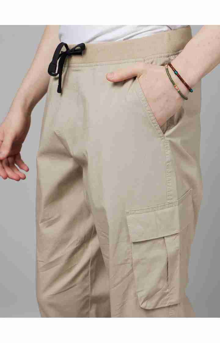Celio* Cotton-Blend Regular Fit Beige Trouser - Image 4