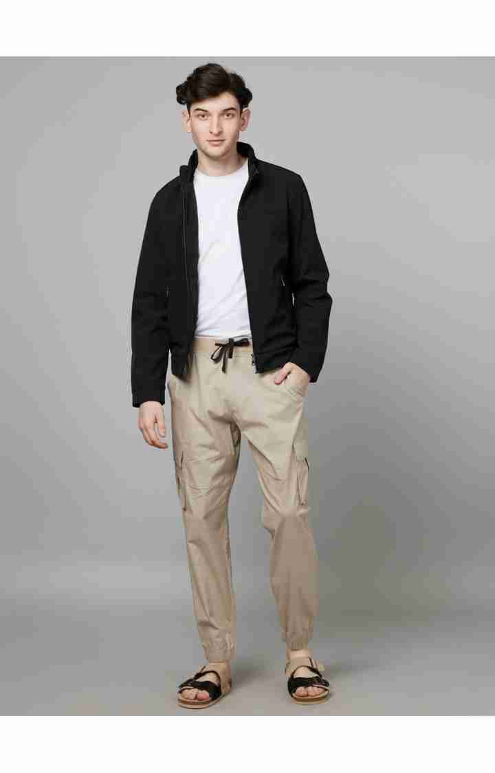 Celio* Cotton-Blend Regular Fit Beige Trouser - Image 5