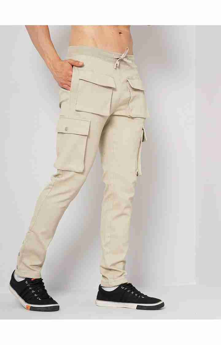 Celio* Cotton-Blend Regular Fit Beige Trouser - Image 3