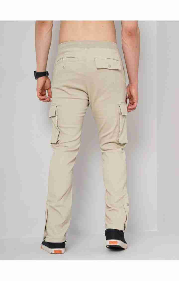 Celio* Cotton-Blend Regular Fit Beige Trouser - Image 4