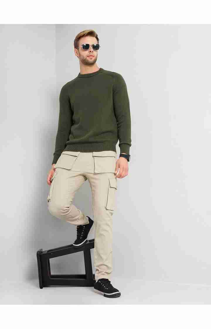 Celio* Cotton-Blend Regular Fit Beige Trouser - Image 6