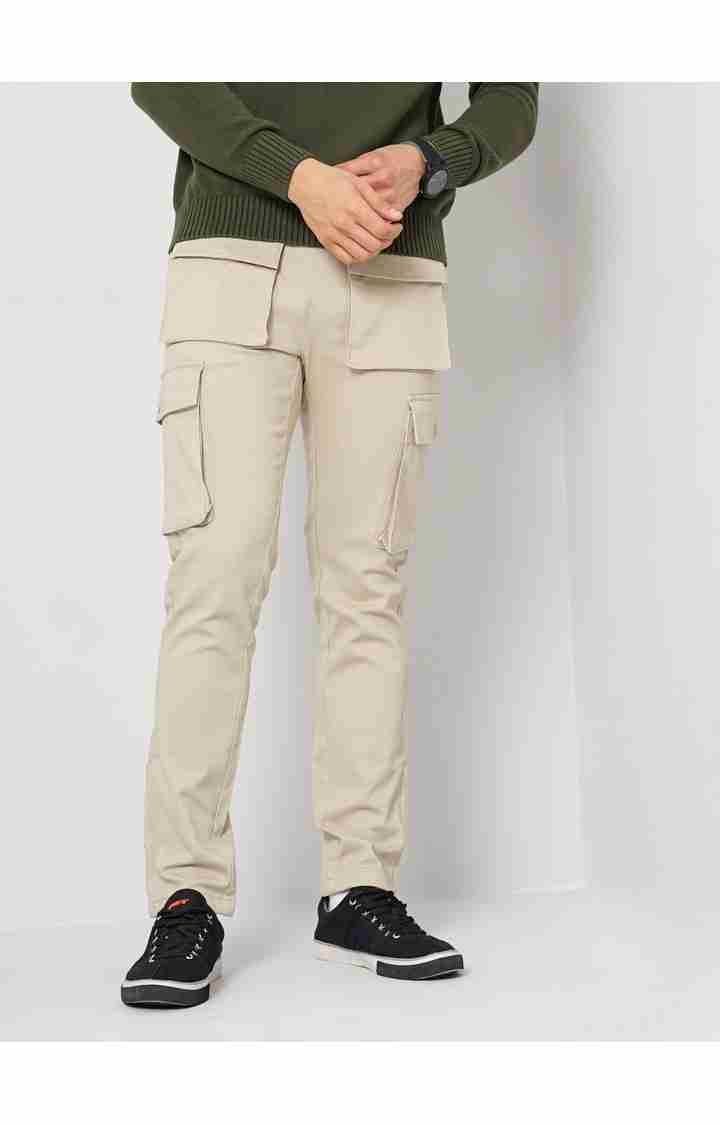 Celio* Cotton-Blend Regular Fit Beige Trouser - Image 9