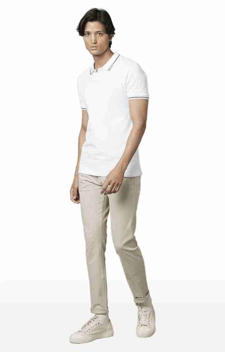 Celio* Cotton-Blend Slim Fit Beige Trouser - Image 4