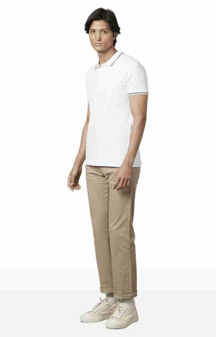 Celio* Cotton-Blend Straight Fit Beige Trouser - Image 4