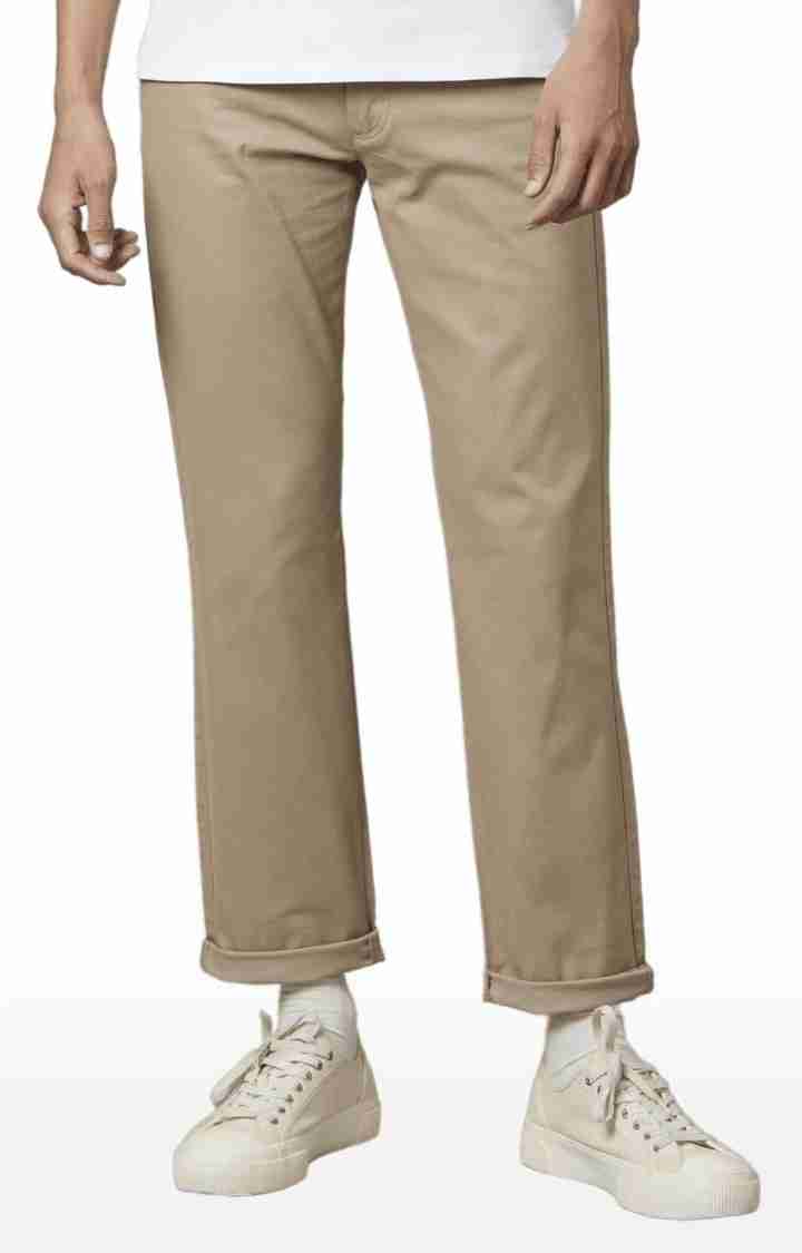 Celio* Cotton-Blend Straight Fit Beige Trouser - Image 6