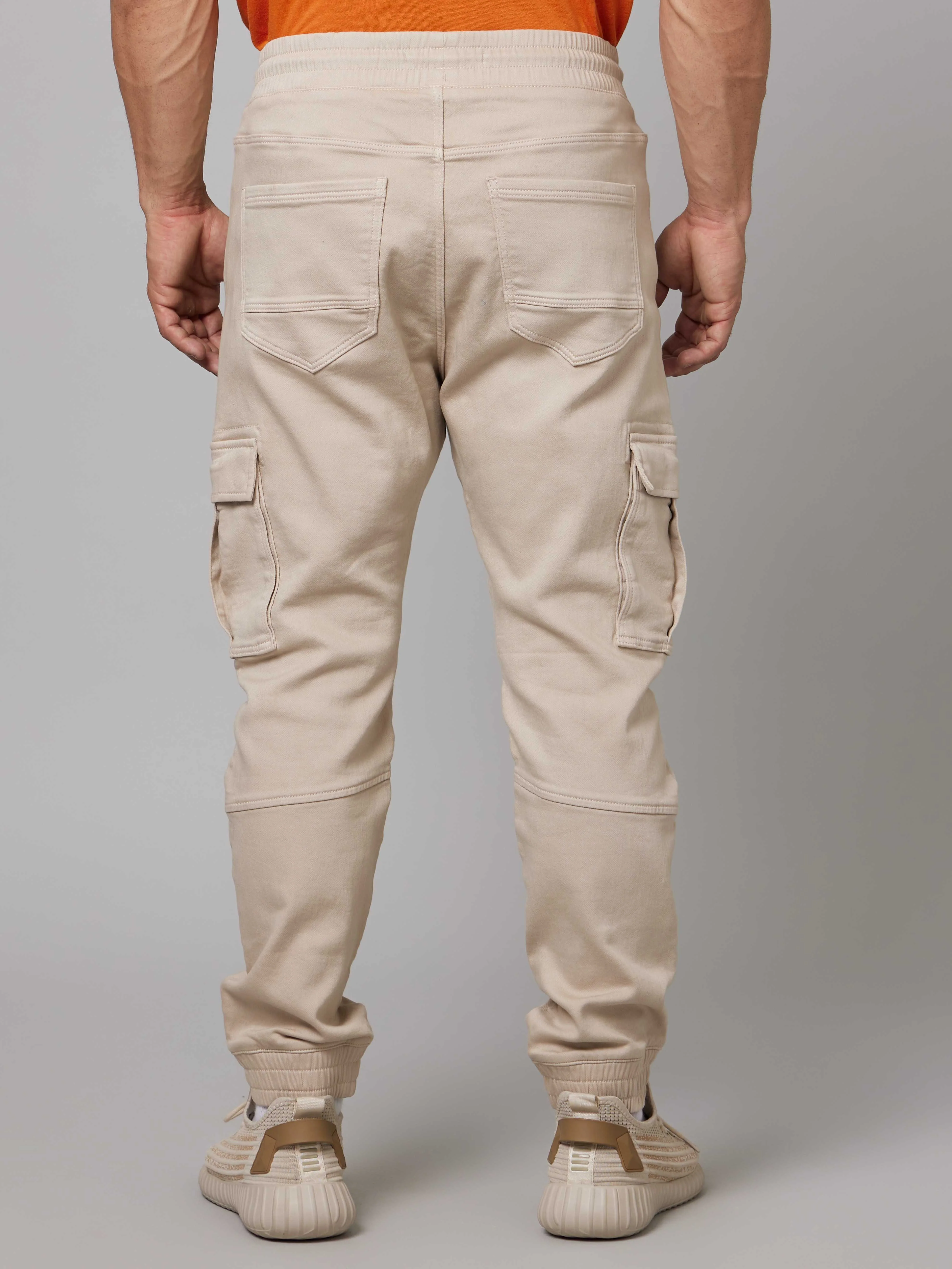 Celio Men Beige Solid Slim Fit Cotton-Linen-Blend Trousers - Image 5