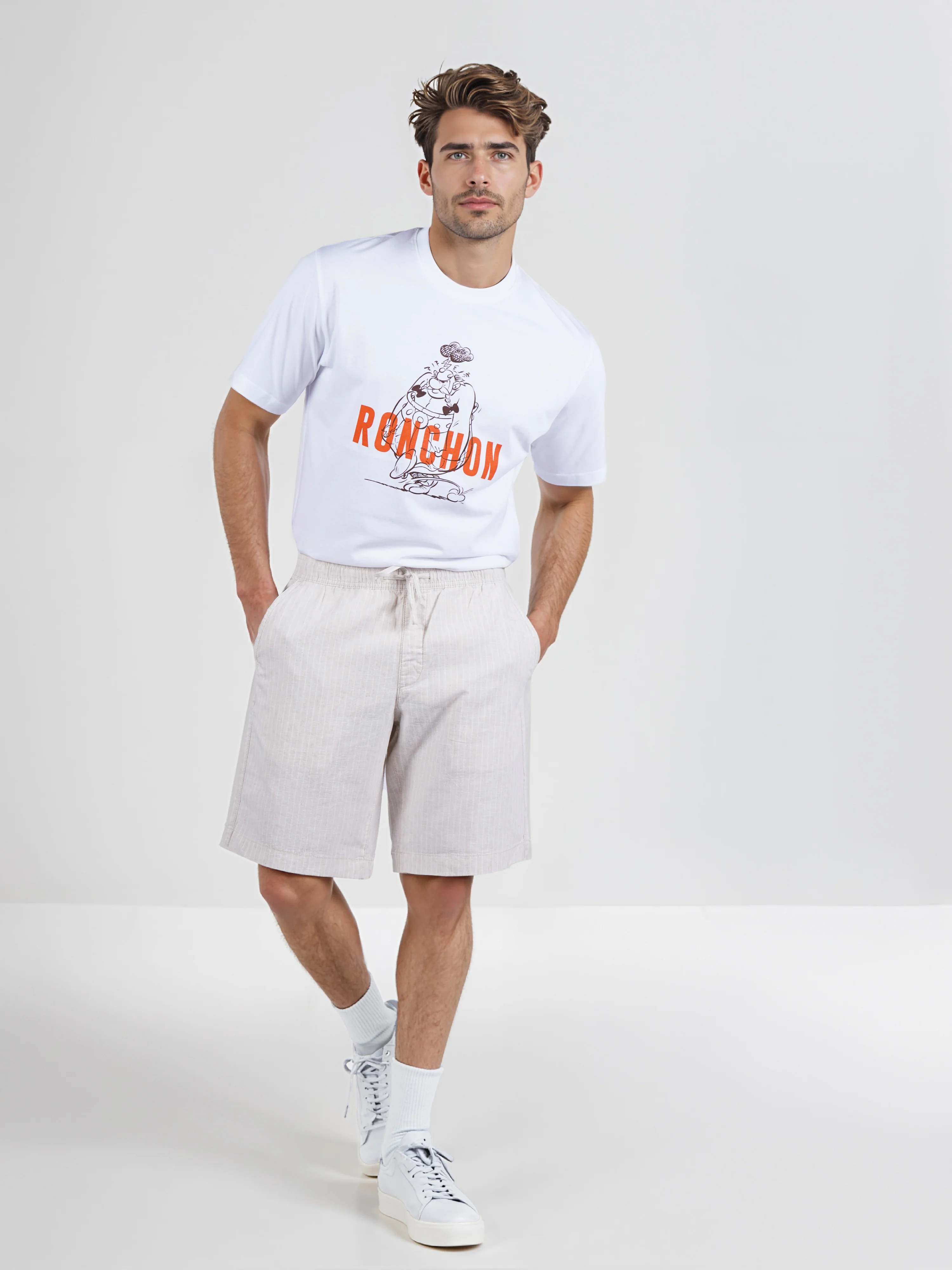 Celio* Men Beige Solid Regular Fit Linen Shorts - Image 5