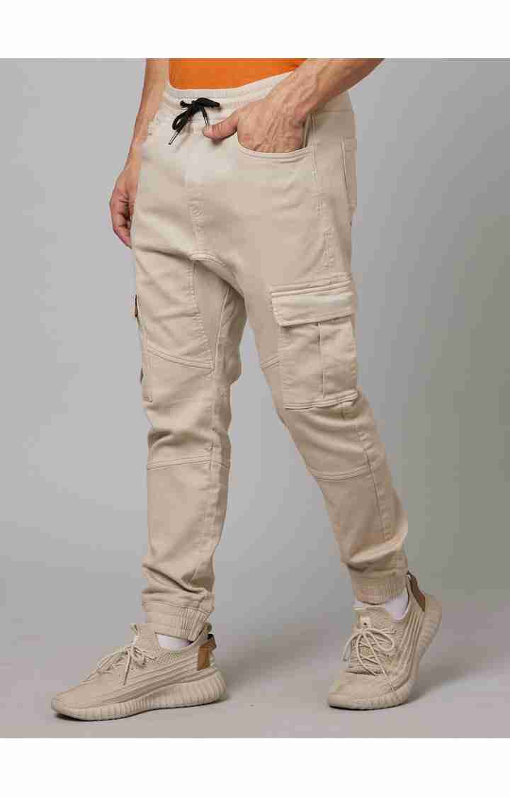 Celio* Cotton-Poly-Blend Regular Fit Beige Trouser - Image 3