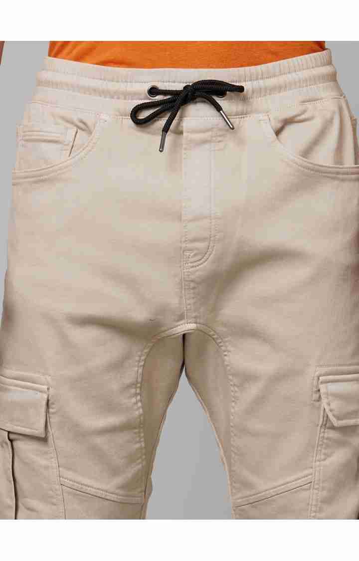 Celio* Cotton-Poly-Blend Regular Fit Beige Trouser - Image 4