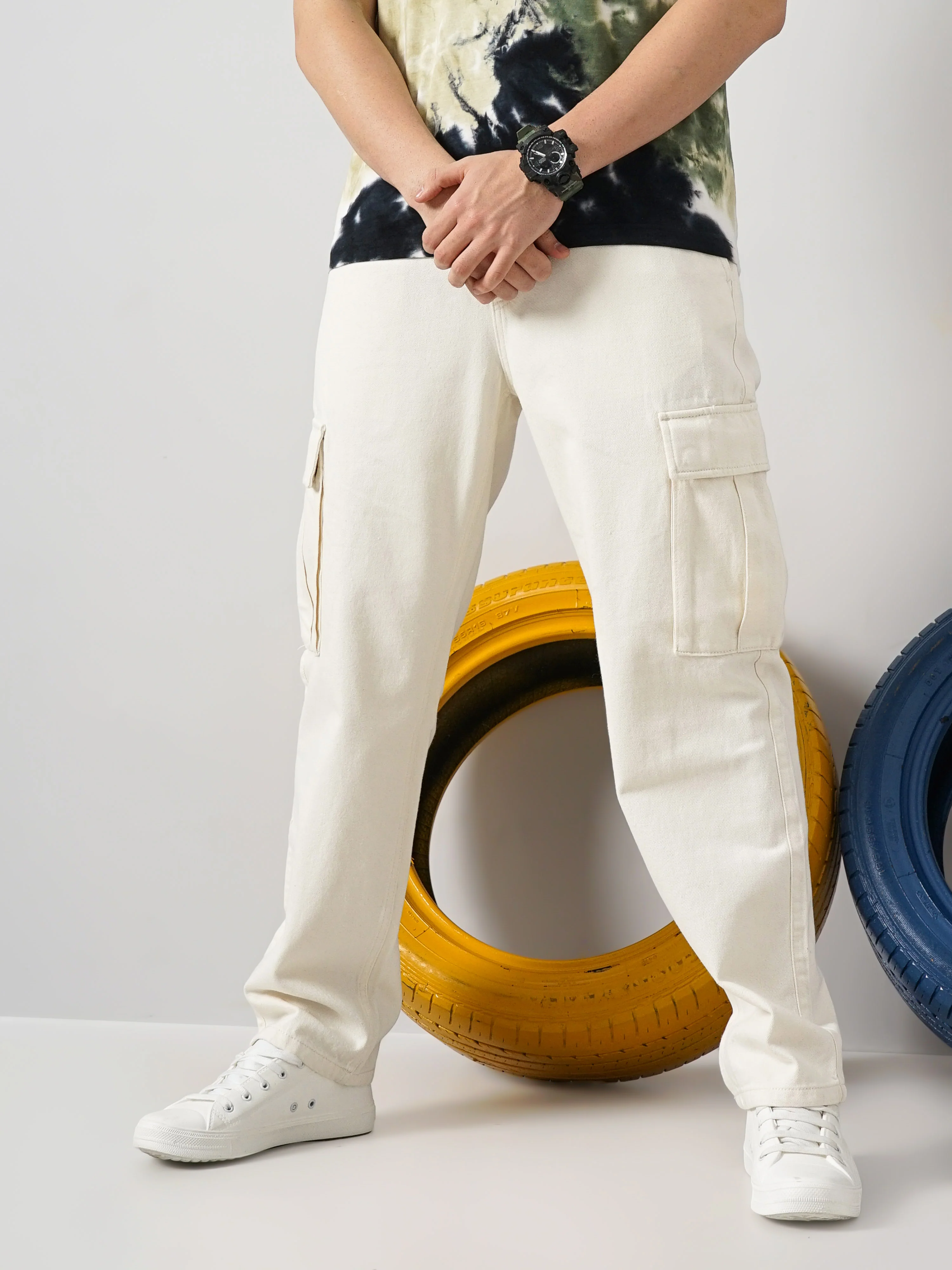 Celio* Cotton Slim Fit Beige Jean - Image 6