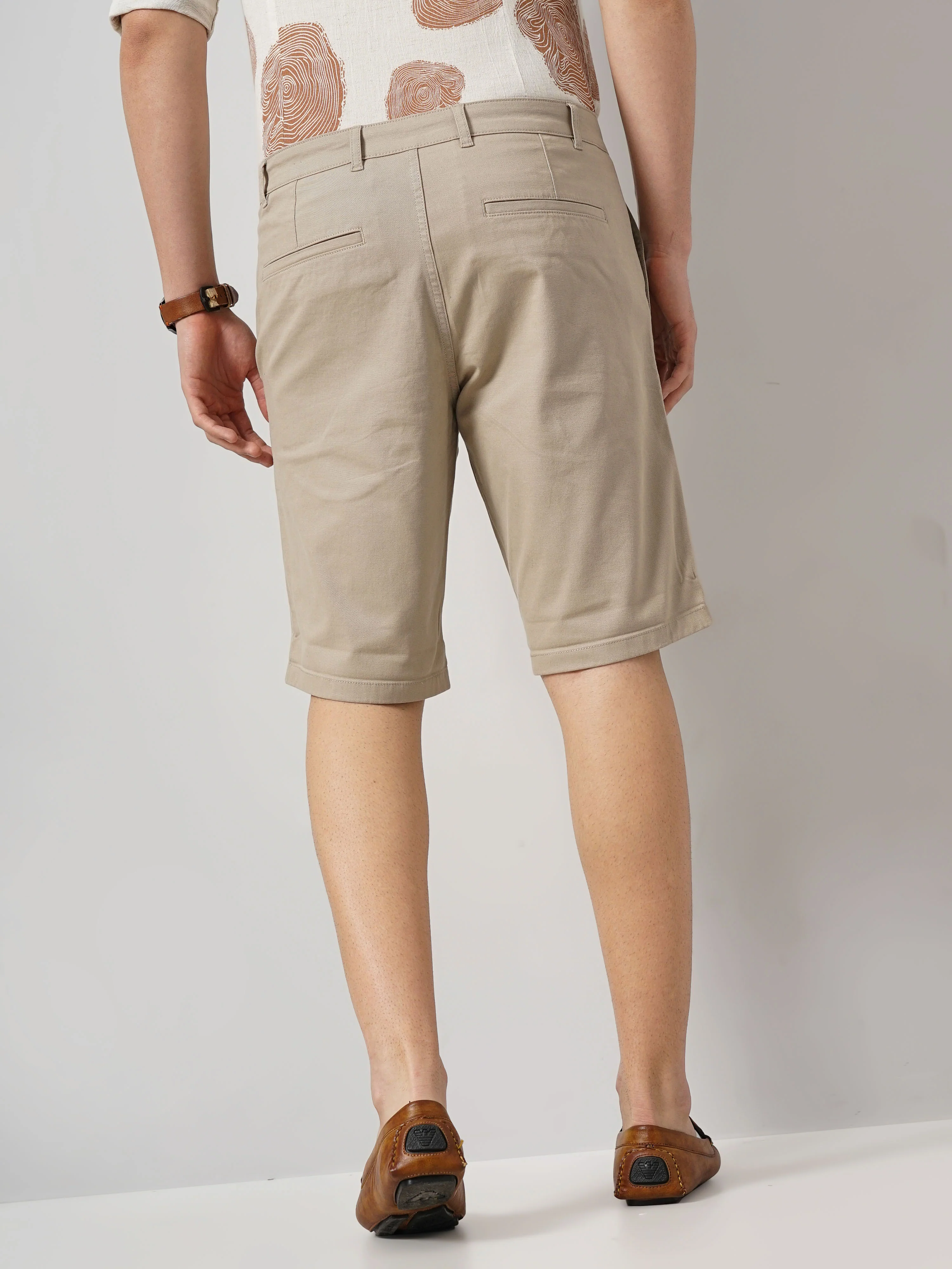 Celio* Cotton Regular Fit Beige Shorts - Image 3