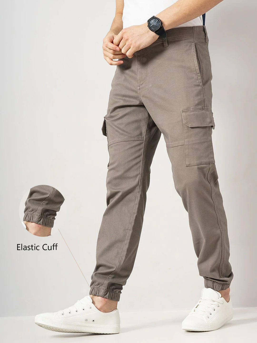 Celio* Cotton Slim Fit Beige Trouser - Image 3
