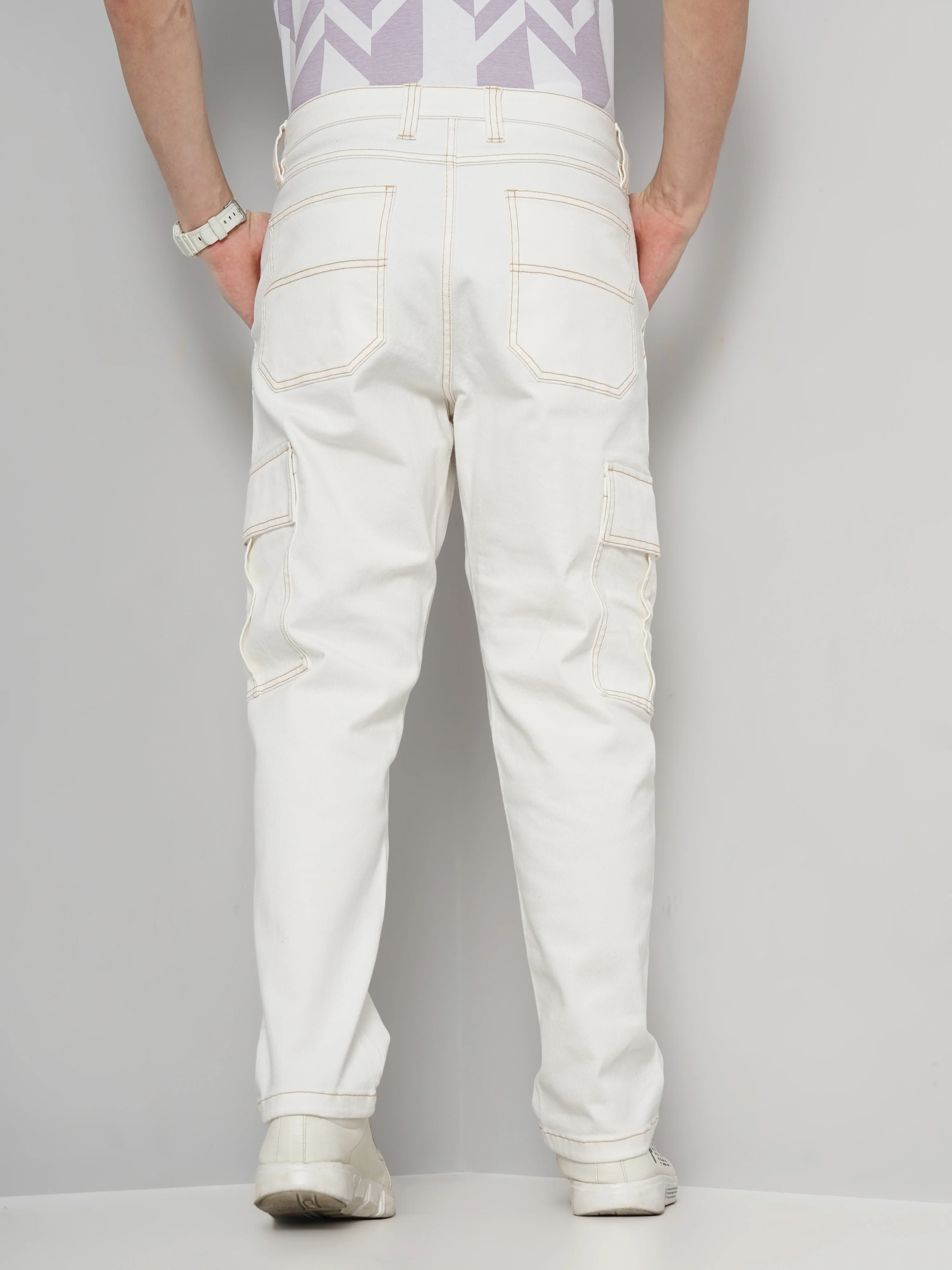 Celio* Cotton Loose Fit Beige Trouser - Image 3