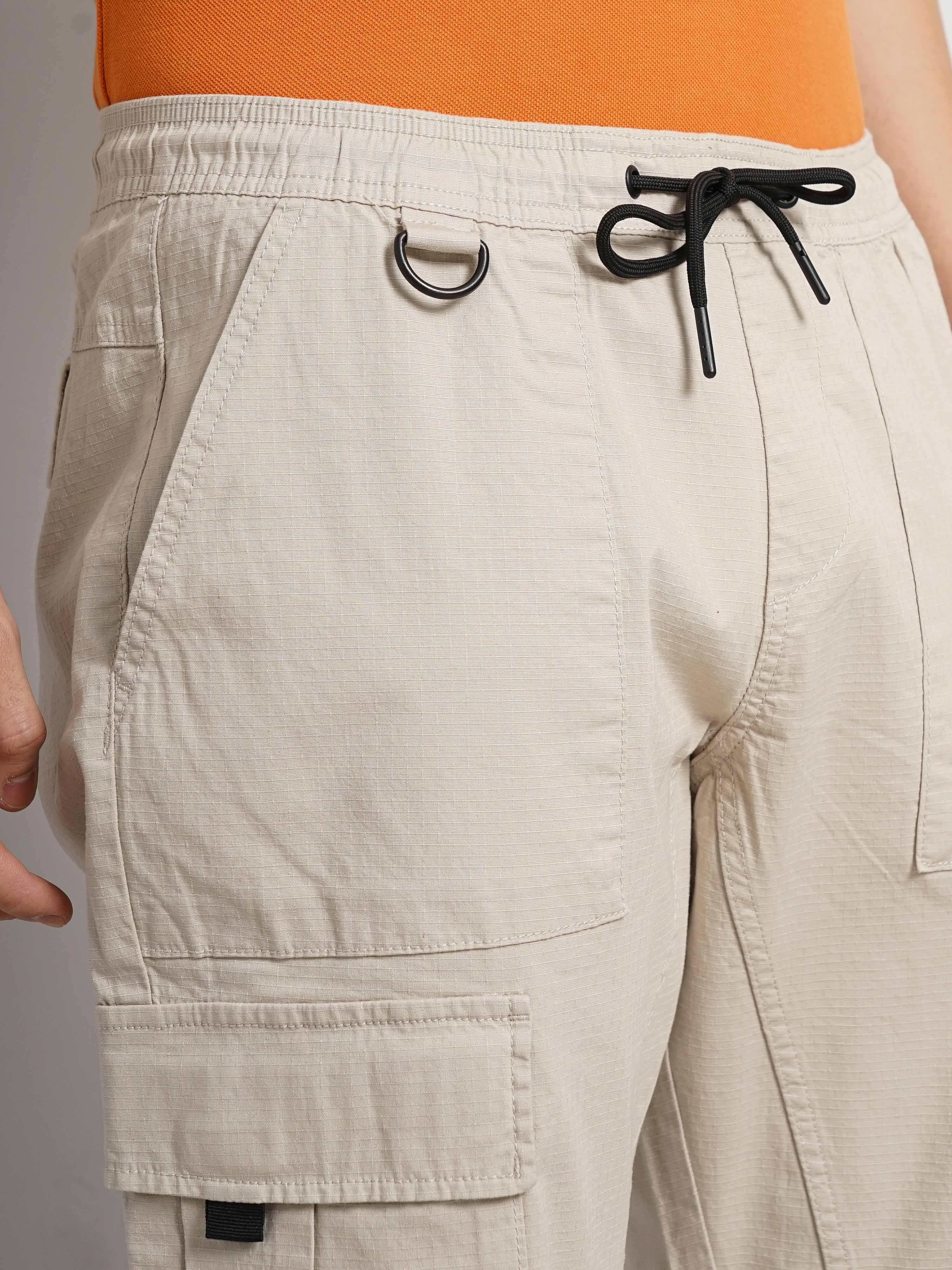 Celio* Cotton Loose Fit Beige Trouser - Image 4