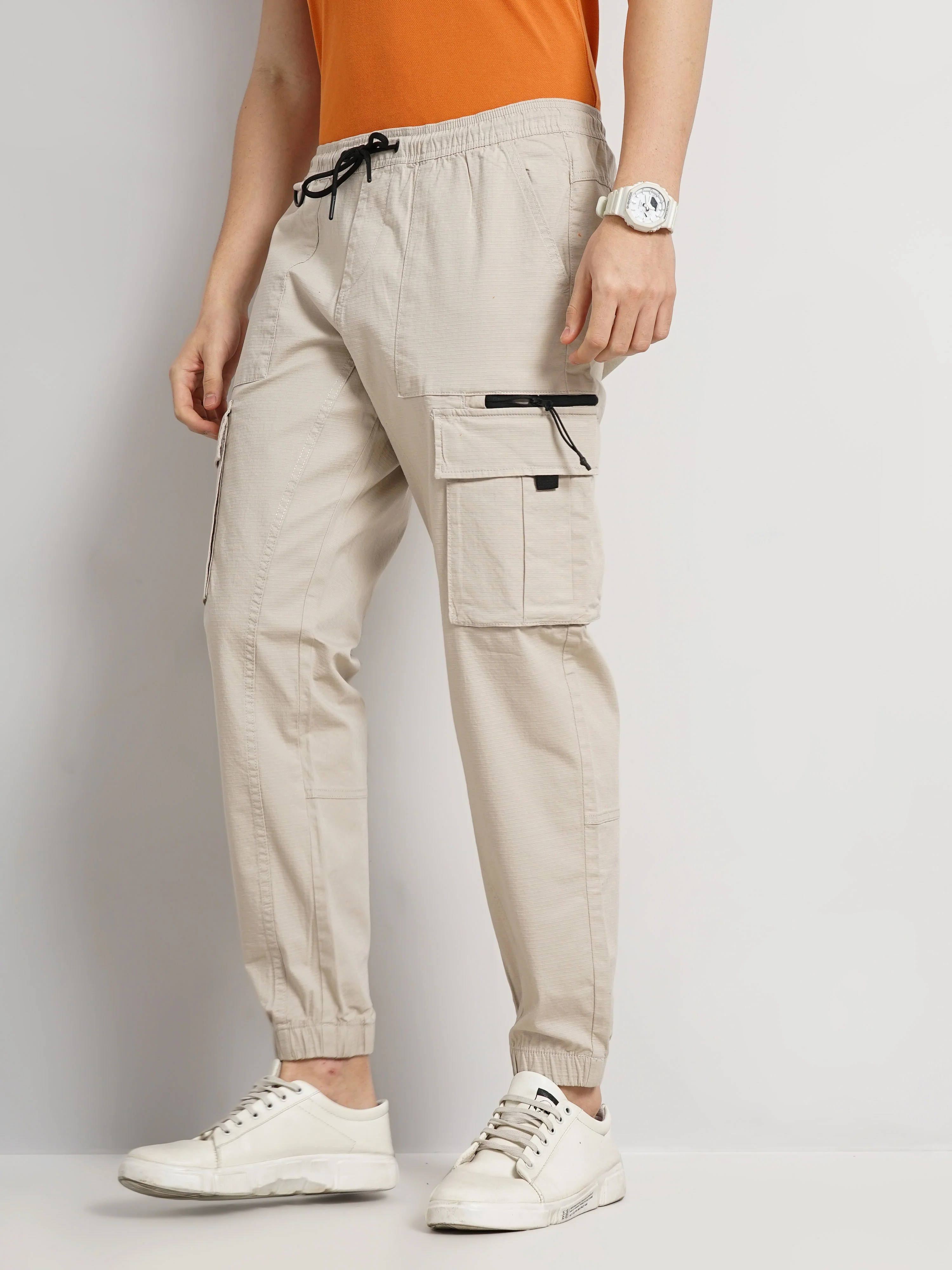 Celio* Cotton Loose Fit Beige Trouser - Image 7