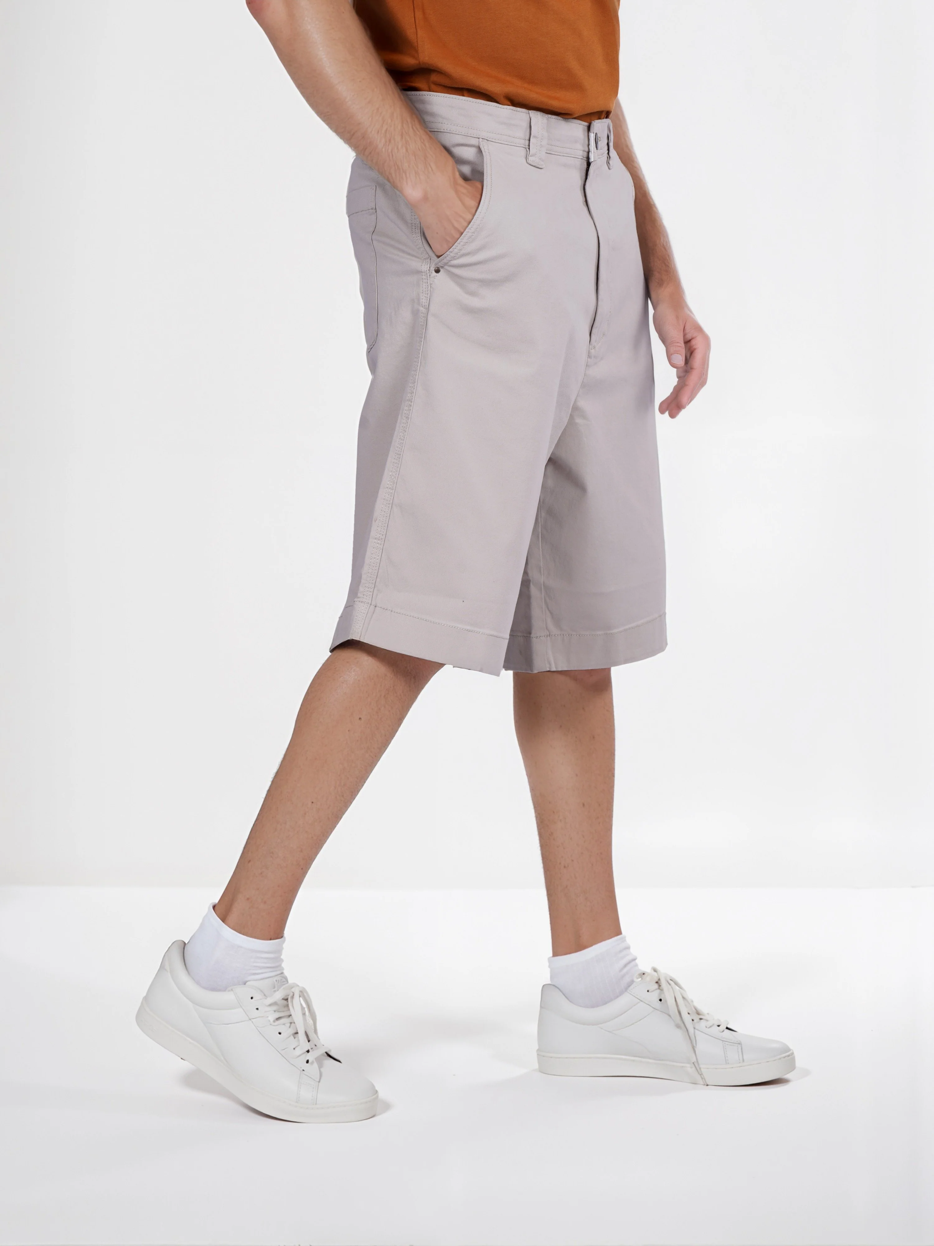 Celio* Cotton Regular Fit Beige Bermuda - Image 3