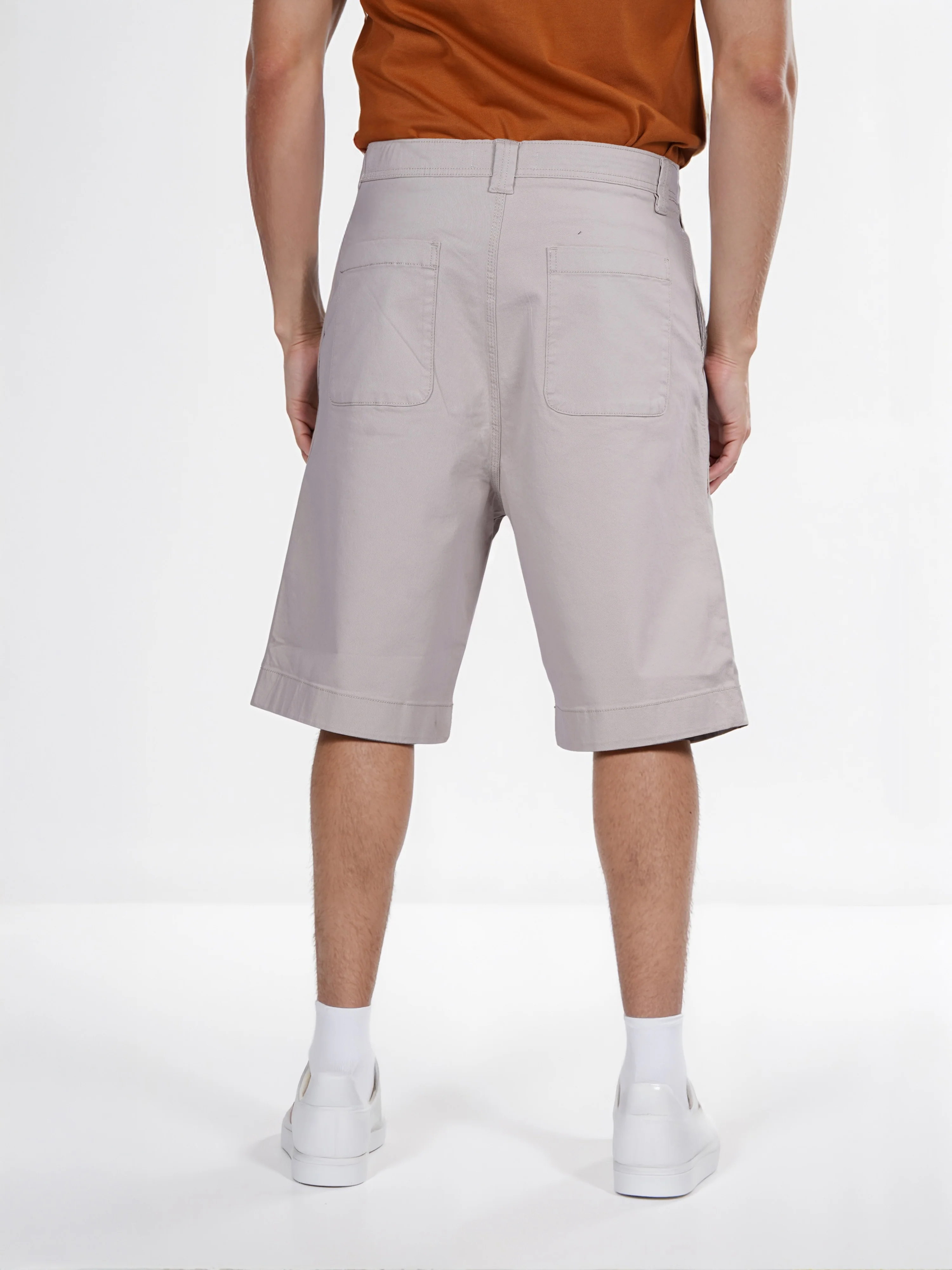 Celio* Cotton Regular Fit Beige Bermuda - Image 6