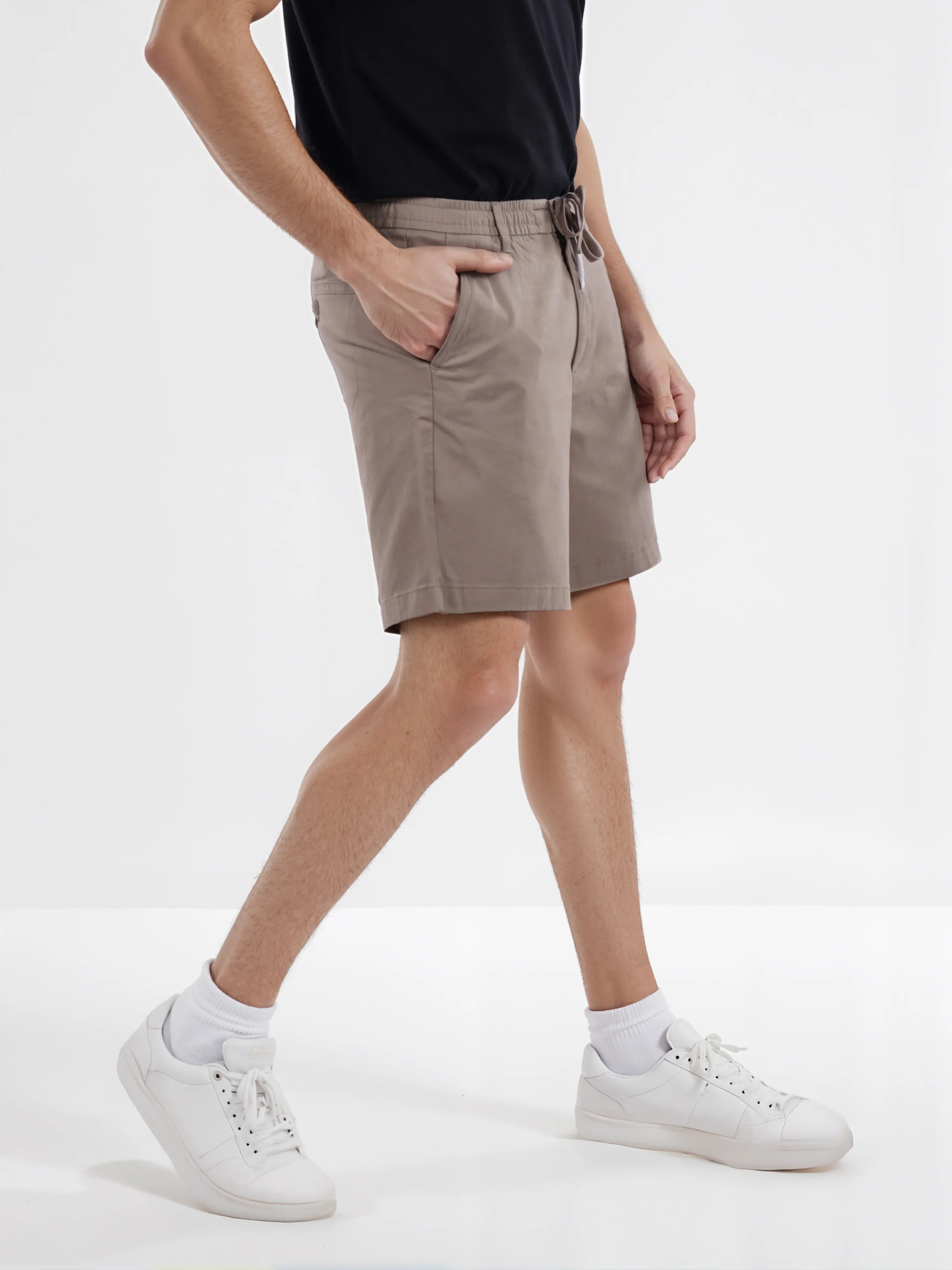 Celio* Cotton Regular Fit Beige Bermuda - Image 3