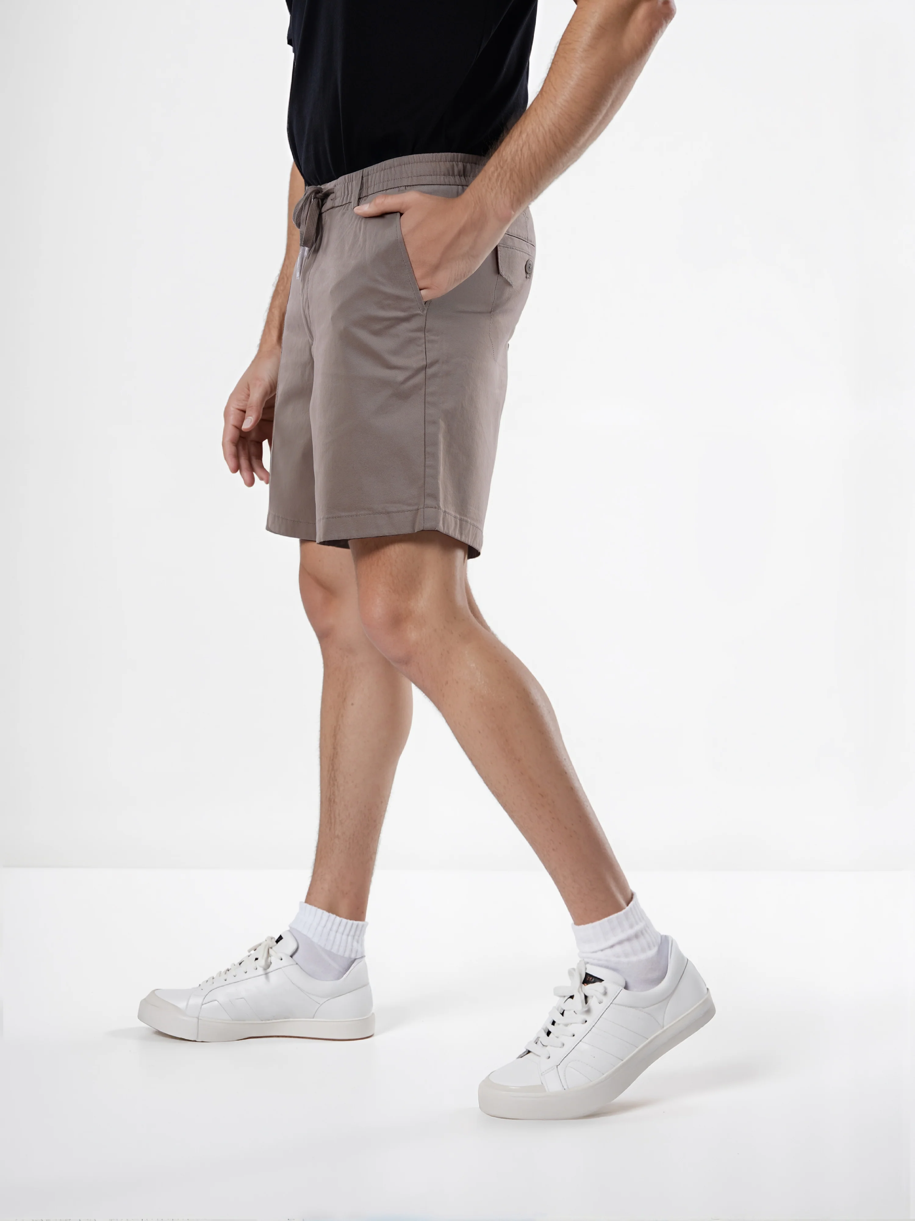 Celio* Cotton Regular Fit Beige Bermuda - Image 4