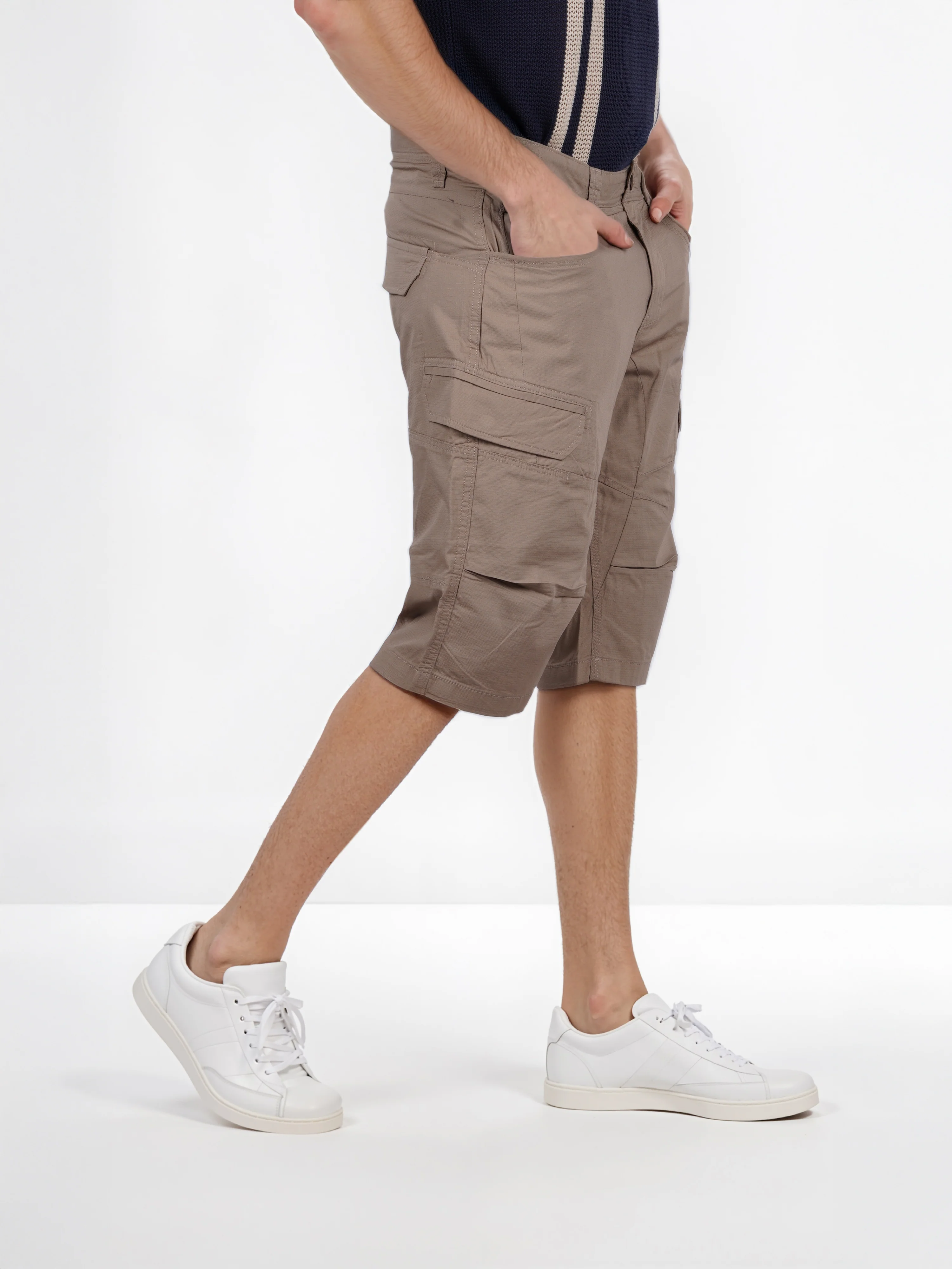 Celio* Cotton Regular Fit Beige Cargo - Image 3