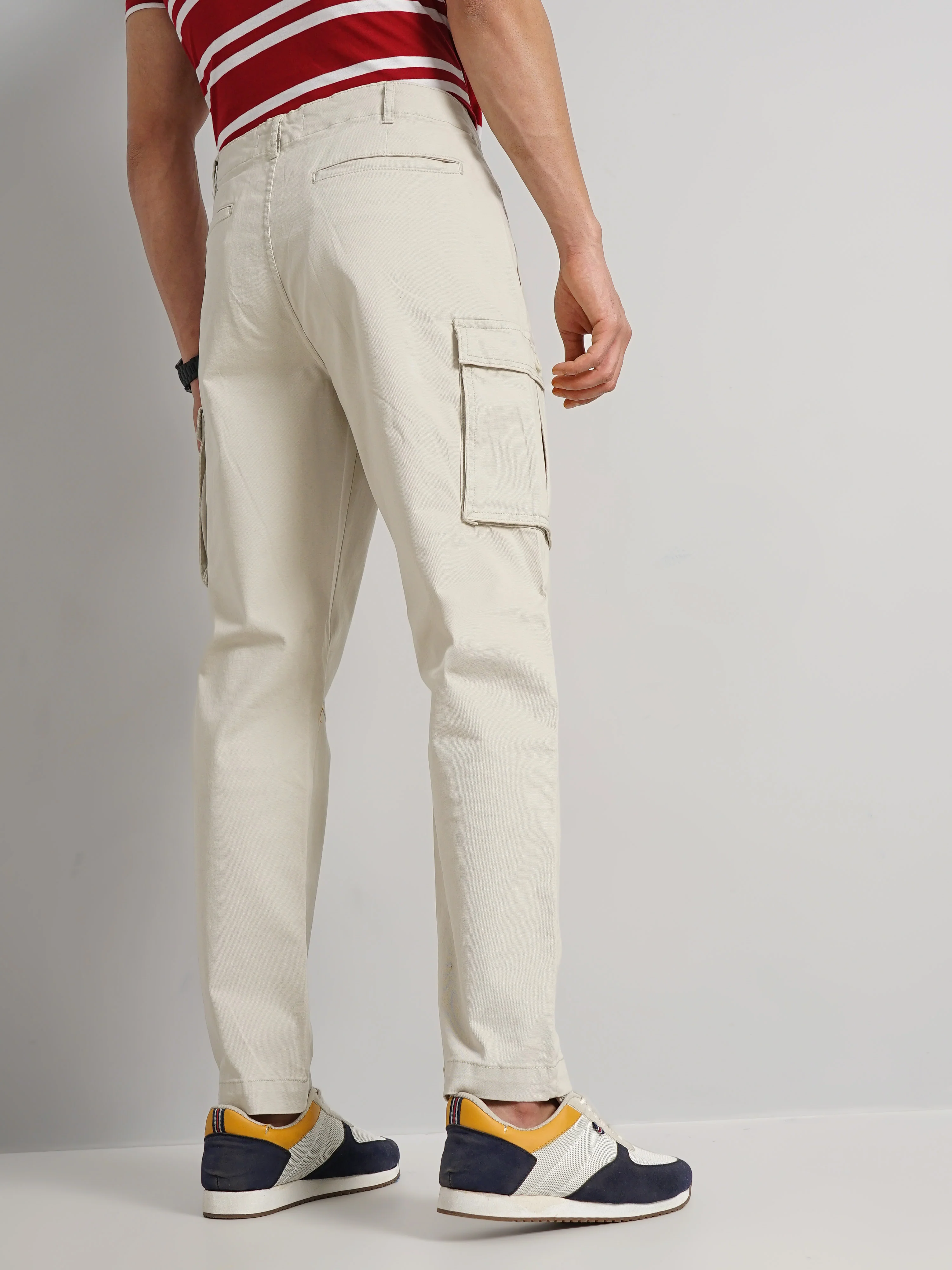 Celio* Cotton Regular Fit Beige Trouser - Image 3