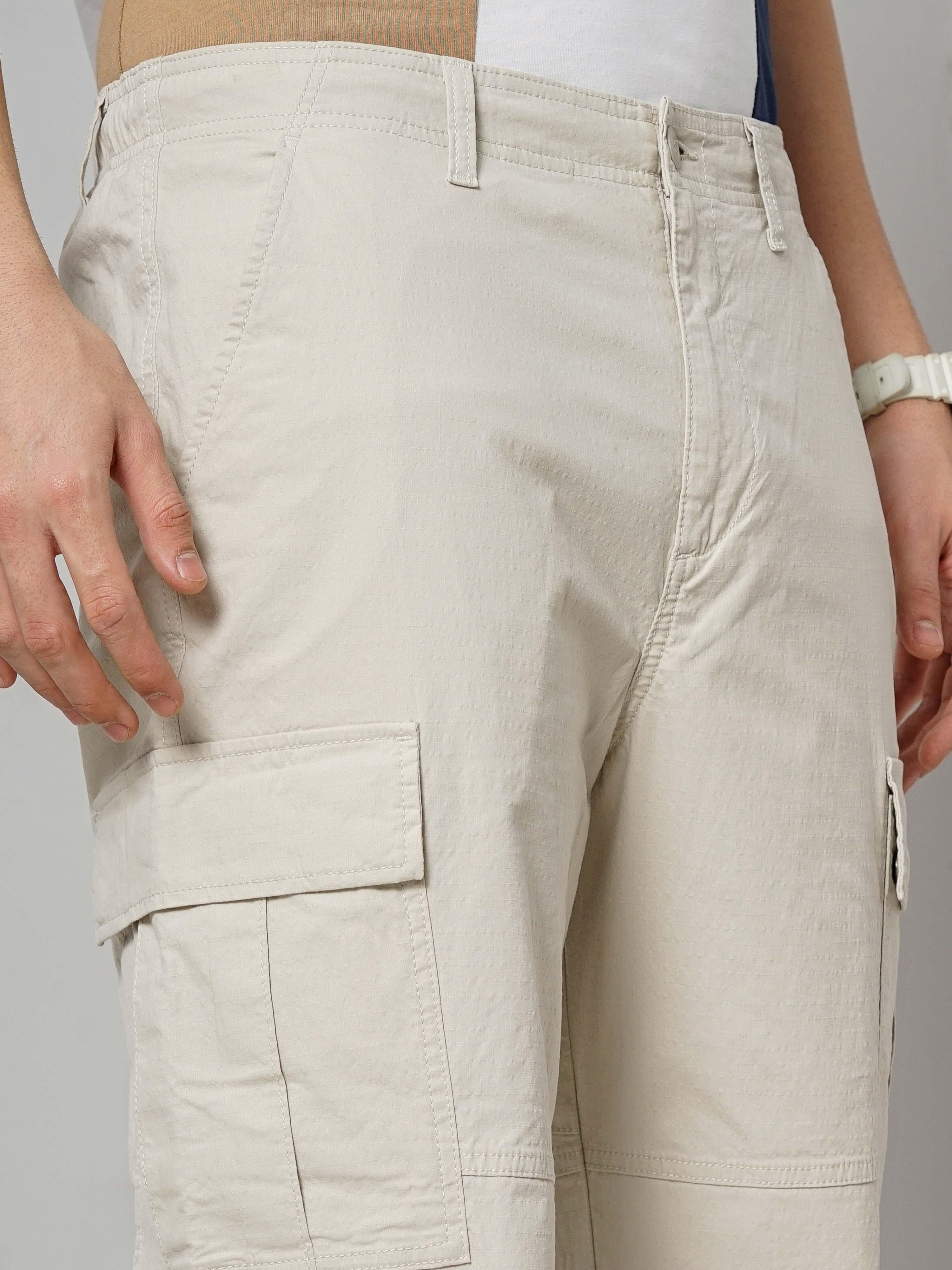 Celio* Cotton Regular Fit Beige Trouser - Image 3