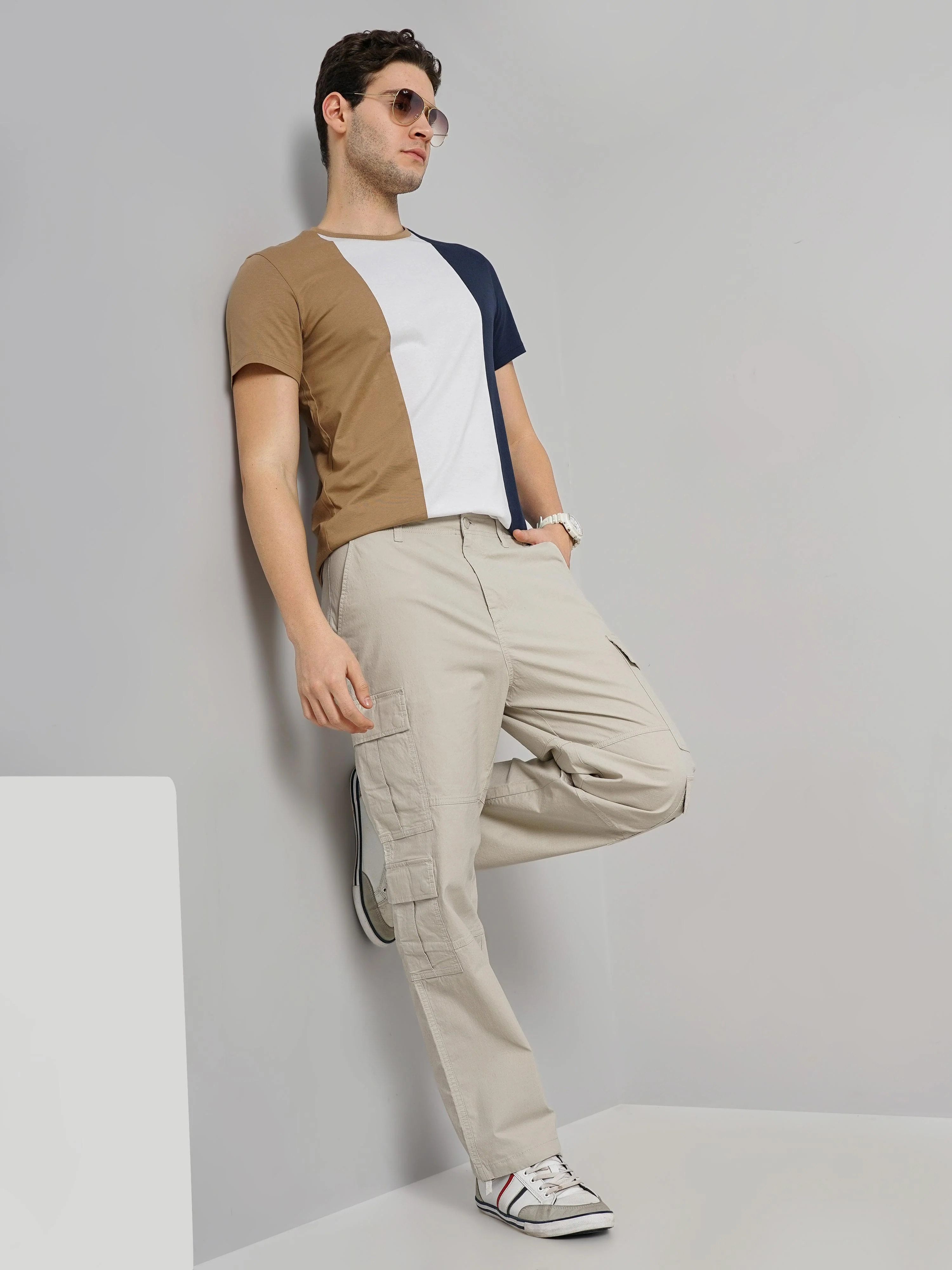 Celio* Cotton Regular Fit Beige Trouser - Image 5