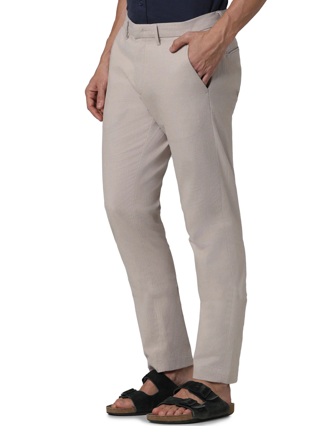 Celio* Formal Cotton Slim Fit Beige Trouser - Image 3