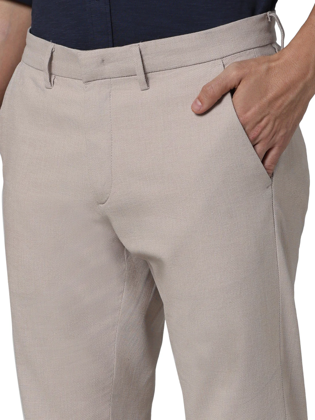 Celio* Formal Cotton Slim Fit Beige Trouser - Image 5