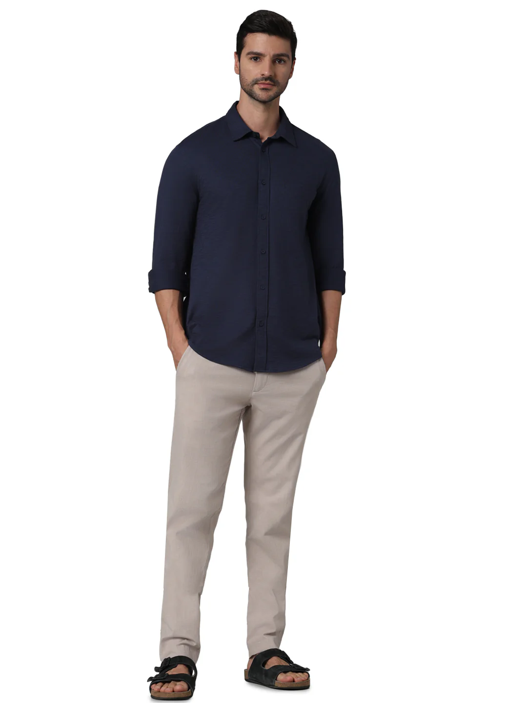 Celio* Formal Cotton Slim Fit Beige Trouser - Image 6