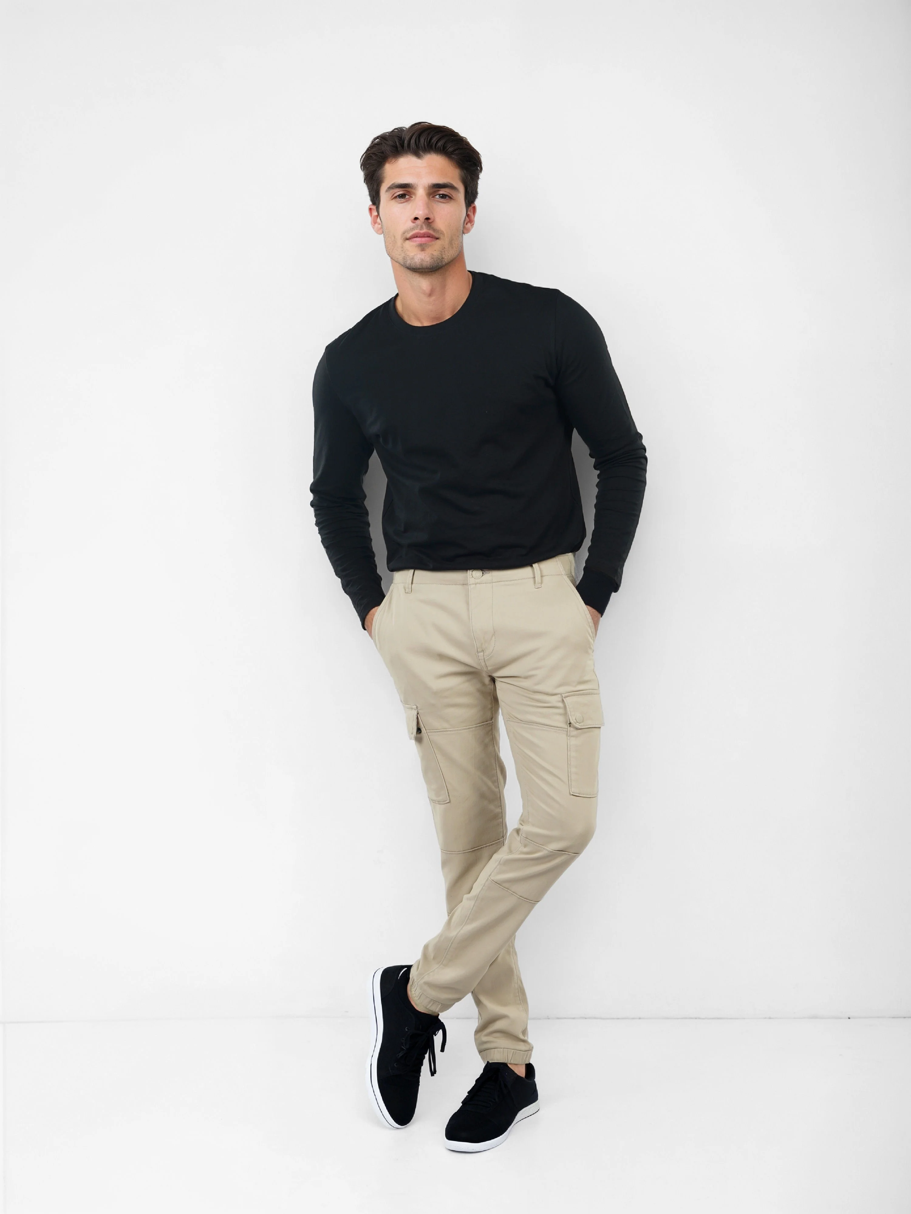 Celio Men Beige Solid Slim Fit Cotton Trousers - Image 10