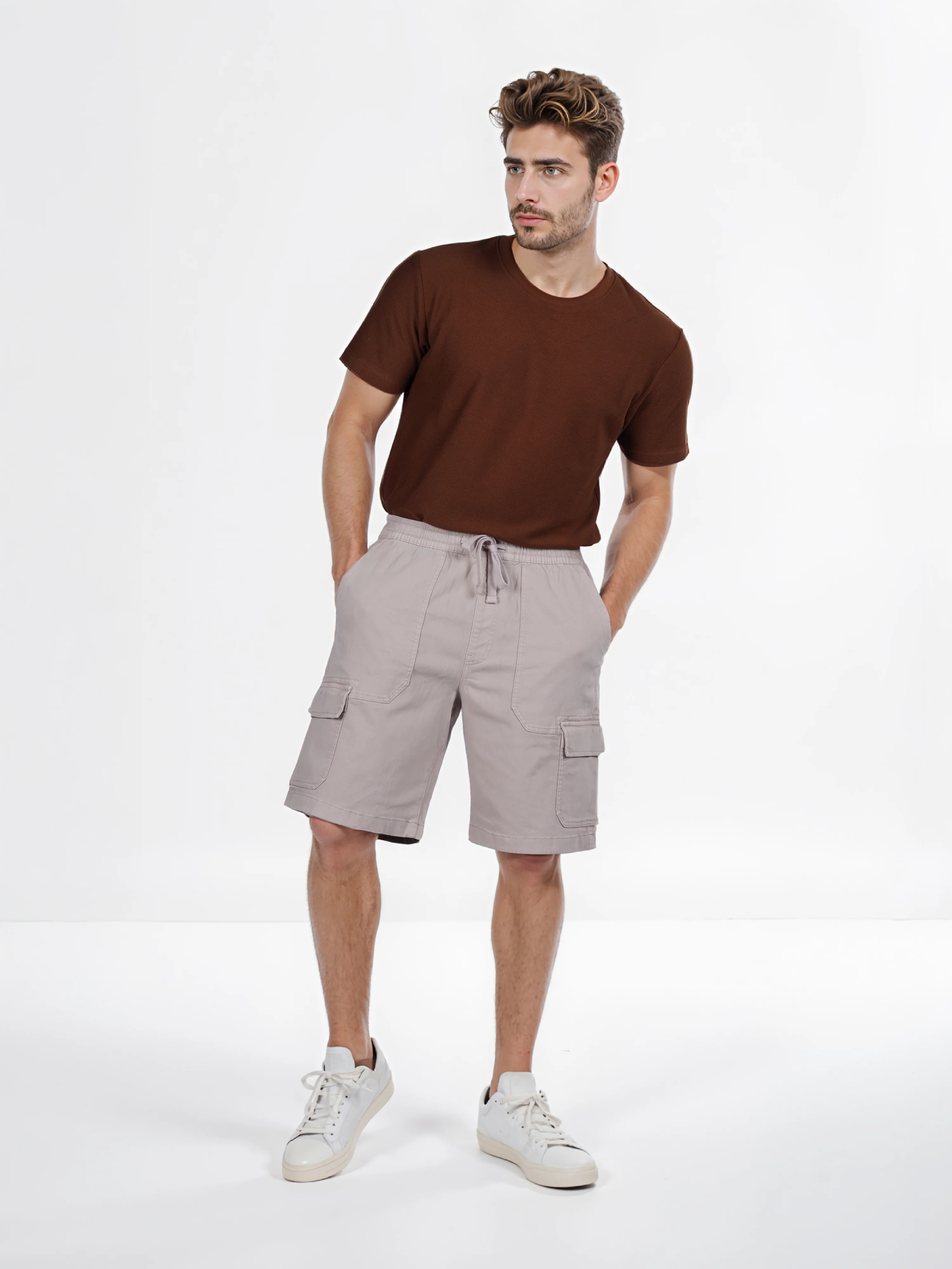 Celio* Cotton Straight Fit Beige Cargo - Image 5