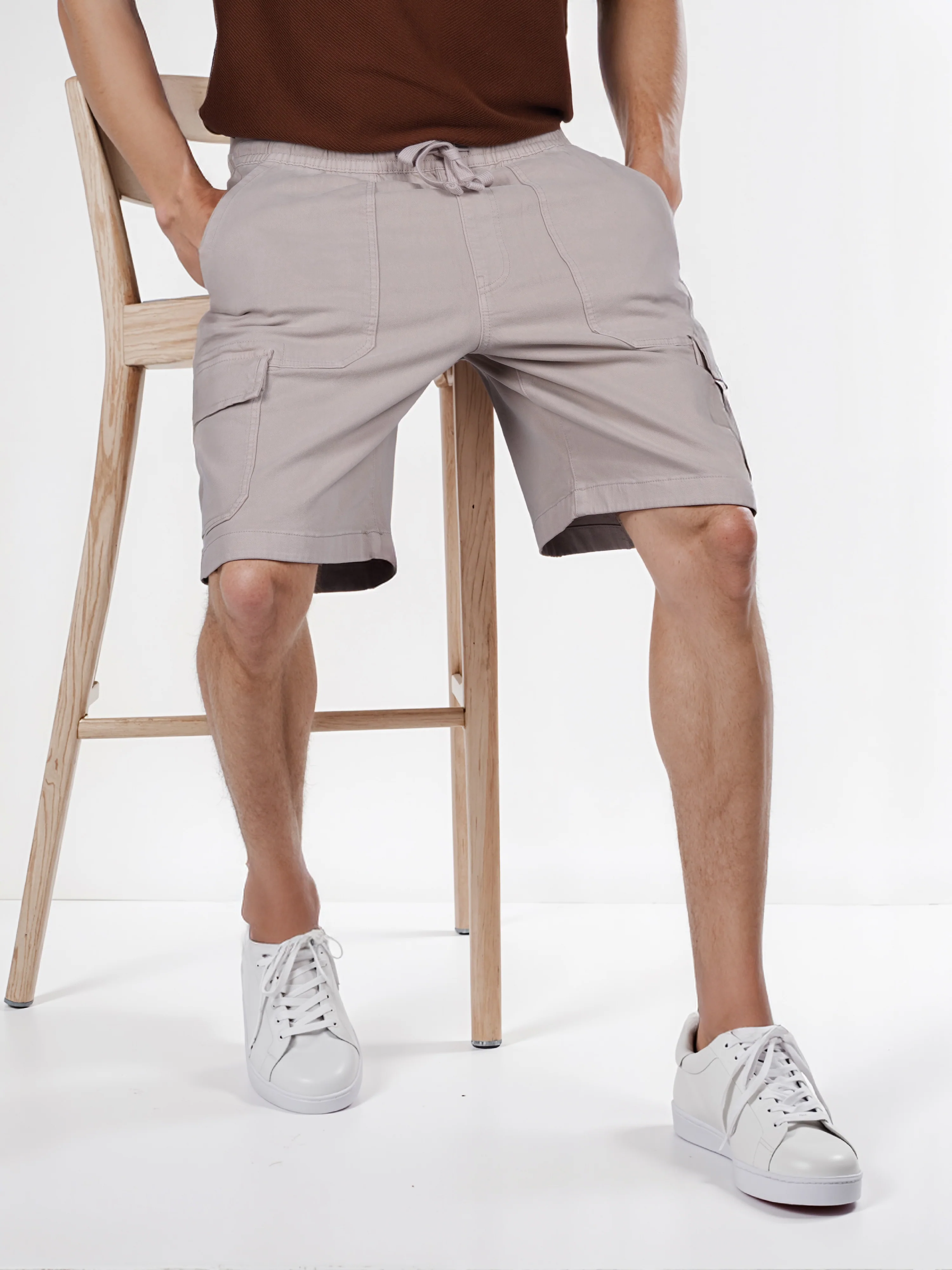 Celio* Cotton Straight Fit Beige Cargo - Image 7