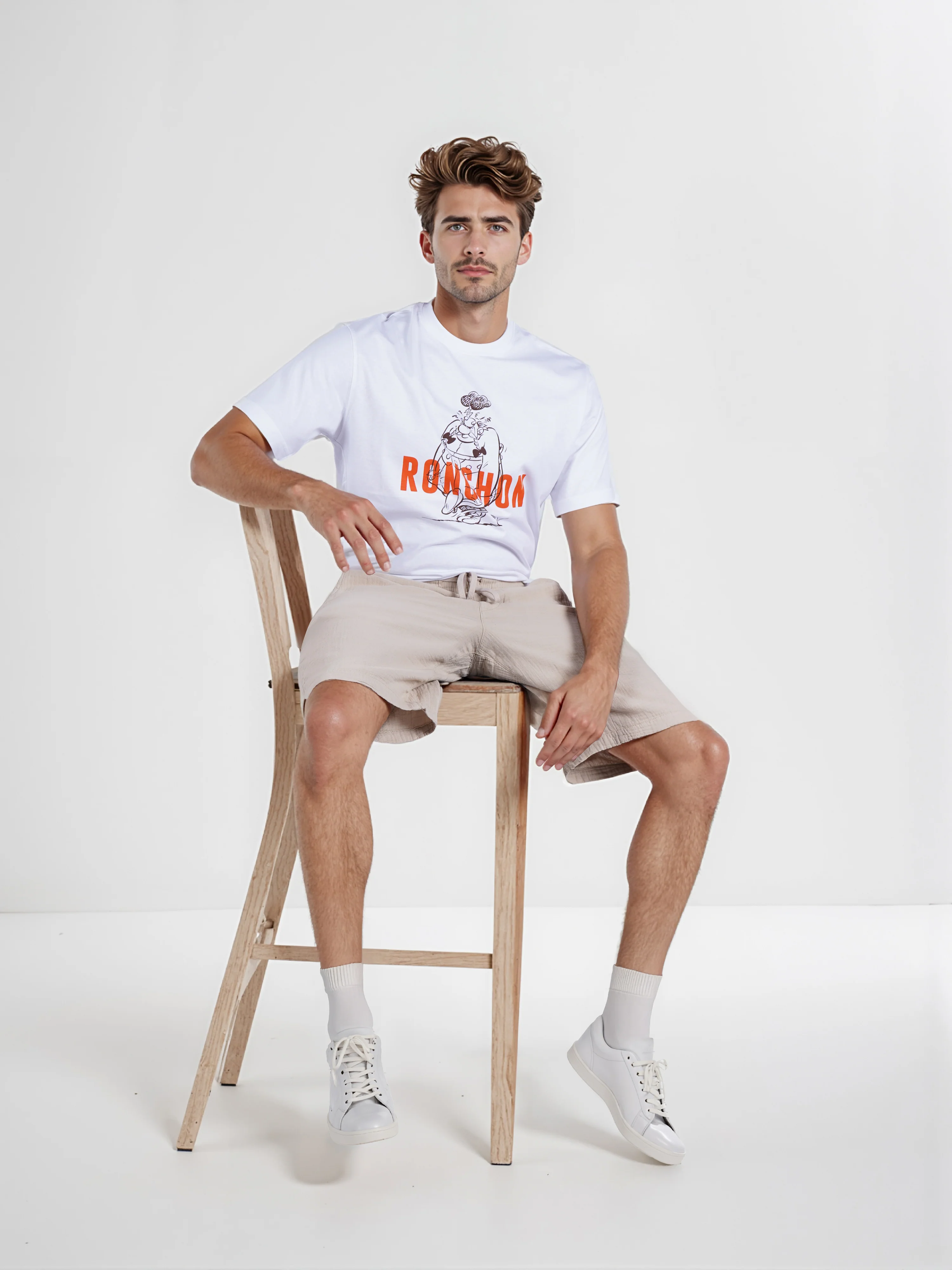 Celio* Men Beige Solid Regular Fit Cotton Shorts - Image 4