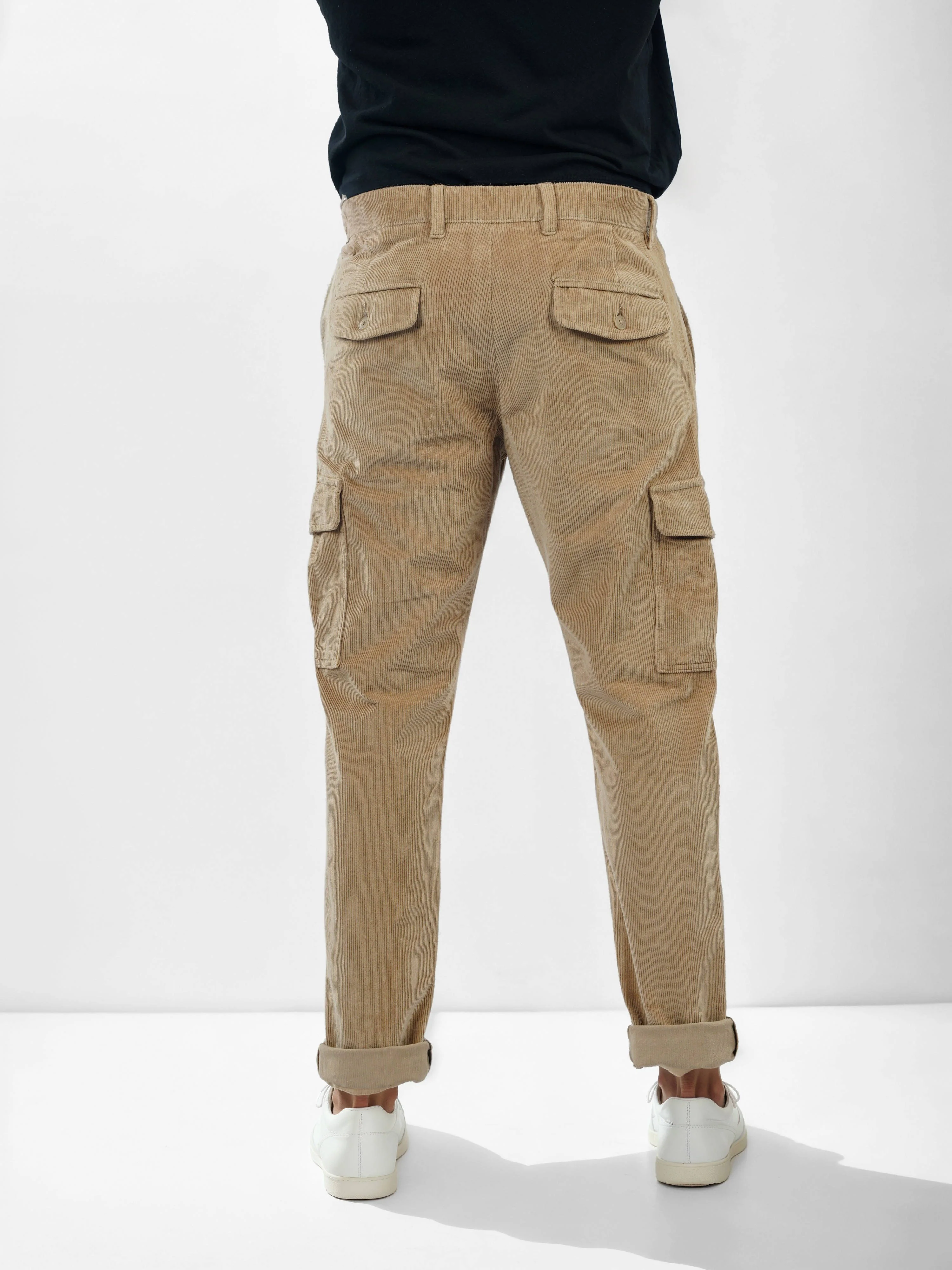 Celio Men Beige Solid Straight Fit Cotton Trousers - Image 3