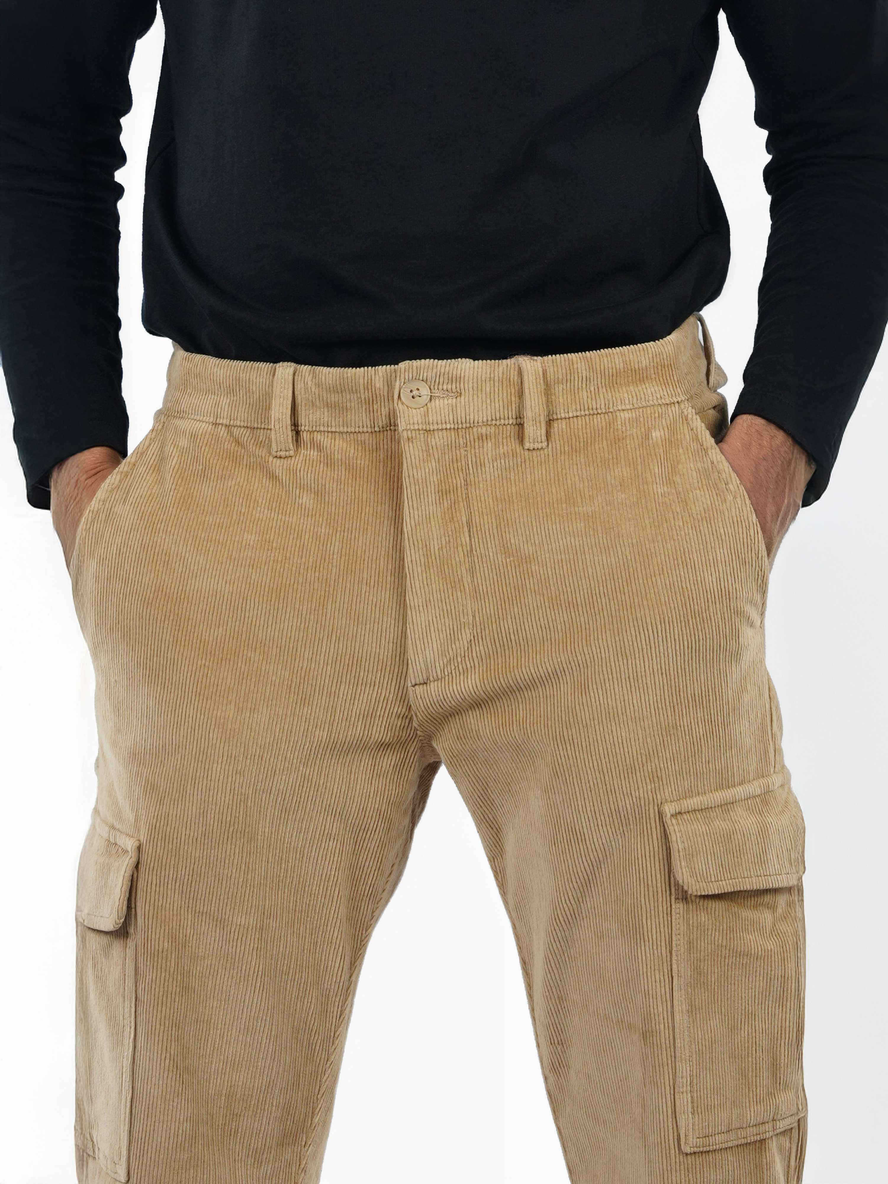 Celio Men Beige Solid Straight Fit Cotton Trousers - Image 4