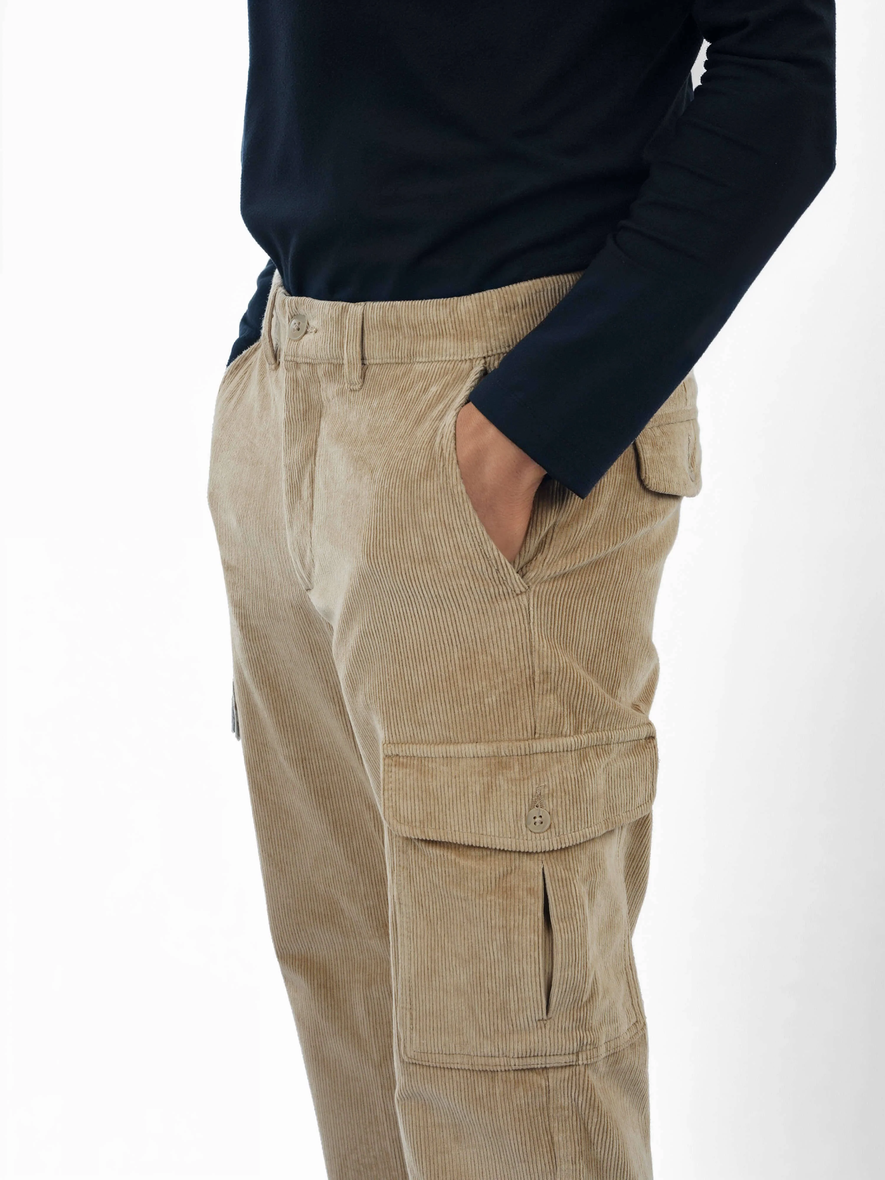 Celio Men Beige Solid Straight Fit Cotton Trousers - Image 5