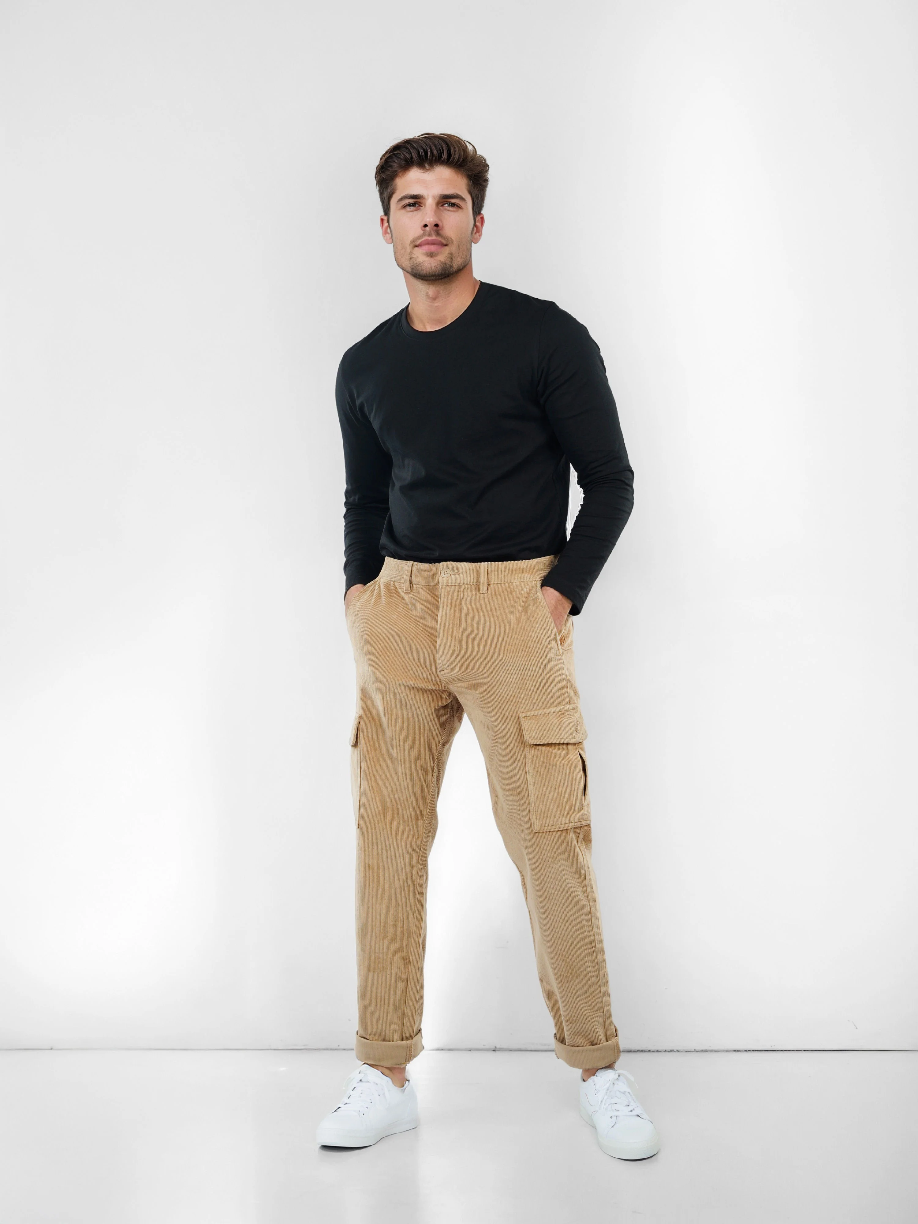 Celio Men Beige Solid Straight Fit Cotton Trousers - Image 7