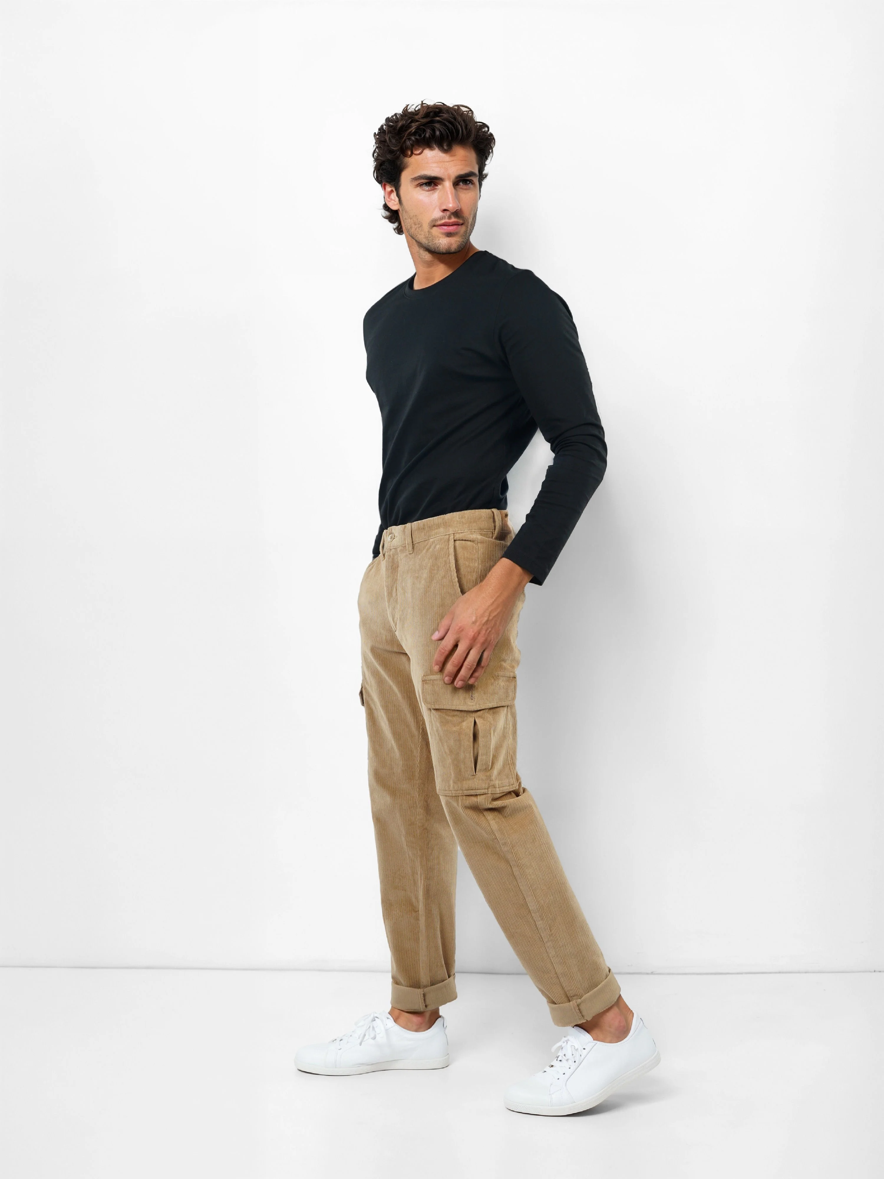 Celio Men Beige Solid Straight Fit Cotton Trousers - Image 8