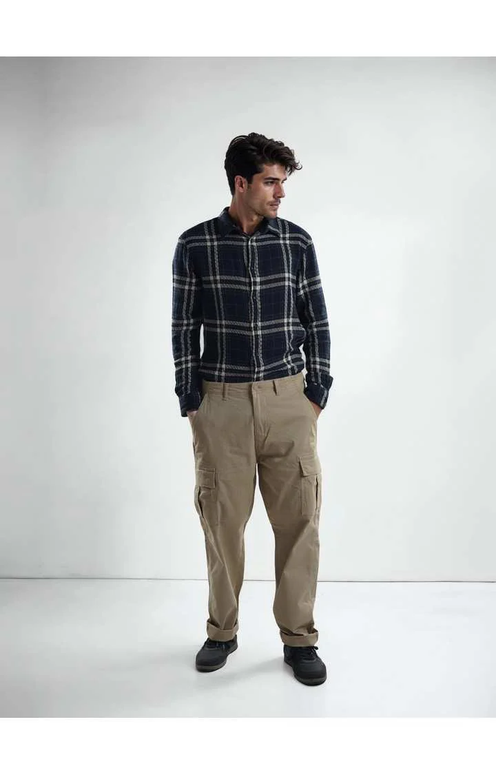 Celio Men Beige Solid Straight Fit Cotton Trousers - Image 10