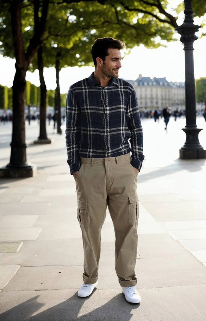 Celio Men Beige Solid Straight Fit Cotton Trousers - Image 3