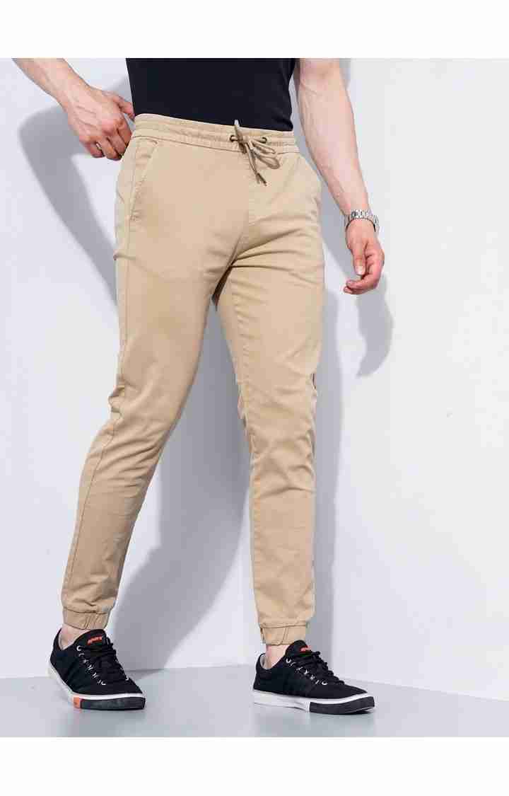 Celio* Cotton-Poly-Blend Jogger Fit Beige Trouser - Image 6