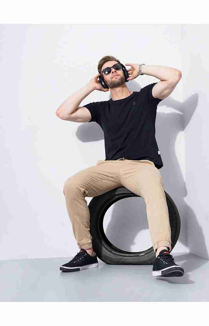 Celio* Cotton-Poly-Blend Jogger Fit Beige Trouser - Image 7