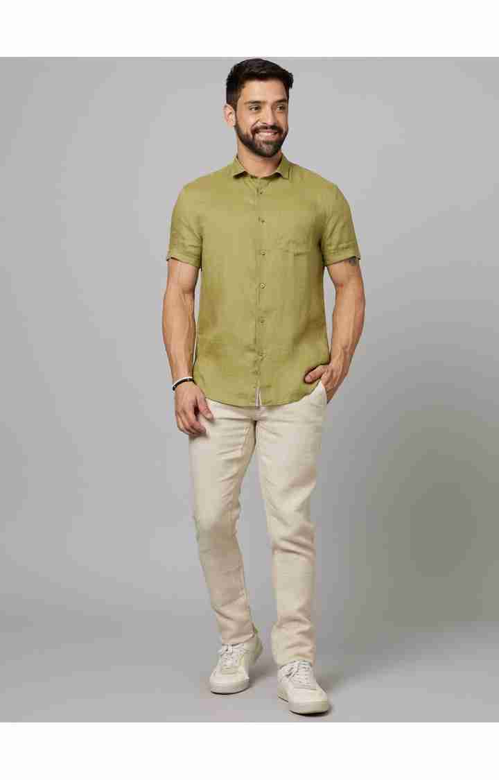 Celio* Linen Slim Fit Beige Trouser - Image 5